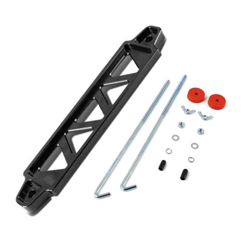 Autobatterie Halterung Set, Batteriebefestigungshalterung aus Aluminiumlegierung mit J-Schrauben für Autobatterie-Haltehalterung von DONGKER