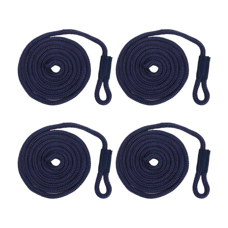 Boot Fenderleine, 4tlg Nylon Bootsseil, 6mm x 1,5m, Festmacherleine Fenderseil mit Auge für Wasserfahrzeuge Kleine Boote und Andere Wasseraktivitäten von DONGKER