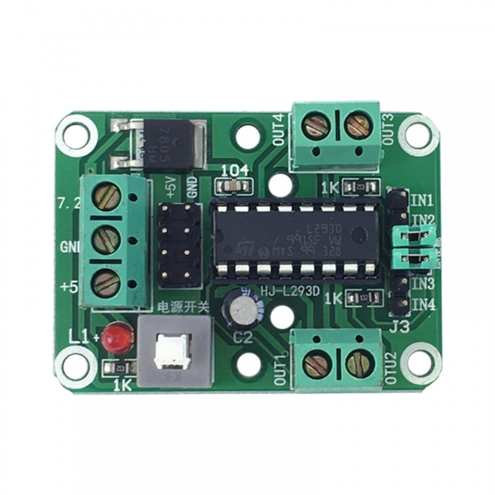 DC-Motortreibermodul, 2 Kanal 5V-12V PWM L293D H-Brücke Antriebsplatine Antriebsmodul für 2WD Robot Smart Car von DONGKER