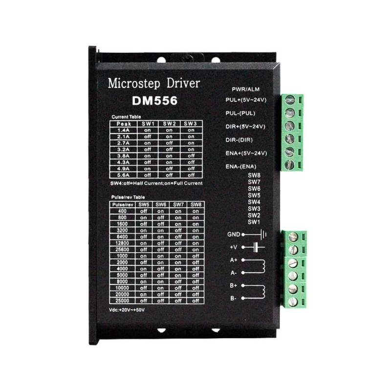 DM556 Schrittmotor Treiber, DC 20-50 V 5,6A DSP-Digital Stepper Motor Driver, 42/57 Schrittmotortreiber Rauscharm 8 Stufen einstellbar mit Temperatur- und Überstromschutz von DONGKER