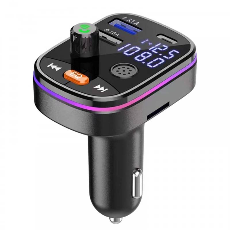 DONGKER Auto FM Transmitter, Drahtloser Bluetooth-5.0 Autoradio Adapter,Auto Freisprecheinrichtung mit QC 3.0 und PD 20 W Ladegerät,Unterstützt TF/SD-Karte und USB-Festplatte für Auto von DONGKER