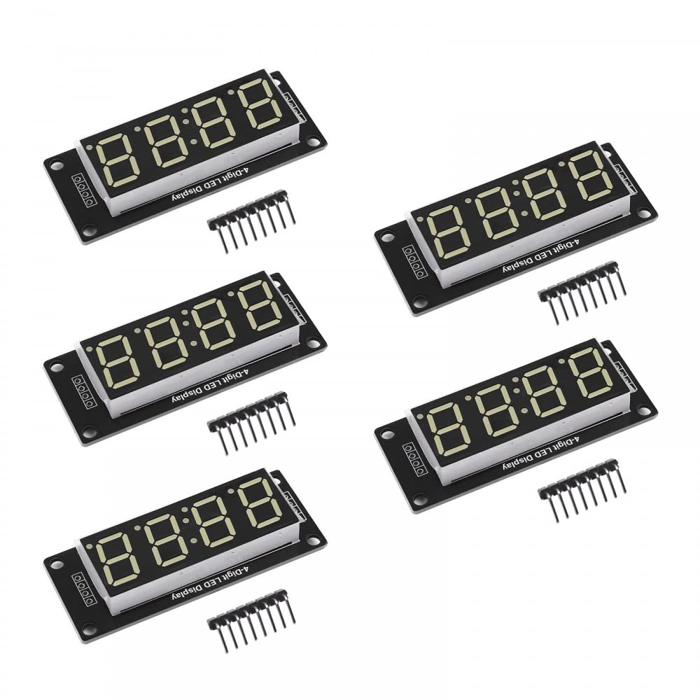 Digital Röhrenuhr Modul, 5 Stück TM1637 0,56 Zoll 4 Stellige Röhren LED 7 Segment Anzeigemodul Drive Chip Röhrenuhr Anzeige von DONGKER