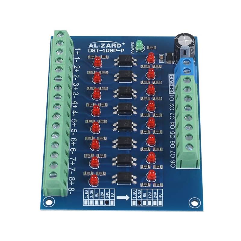 Optokoppler Isolationsmodul,8-Kanal Optocoupler Isolation Module,24V bis 3,3V Pegel Spannungswandler PNP-Ausgang SPS-Signal Optokoppler Spannungsisolationsplatine von DONGKER