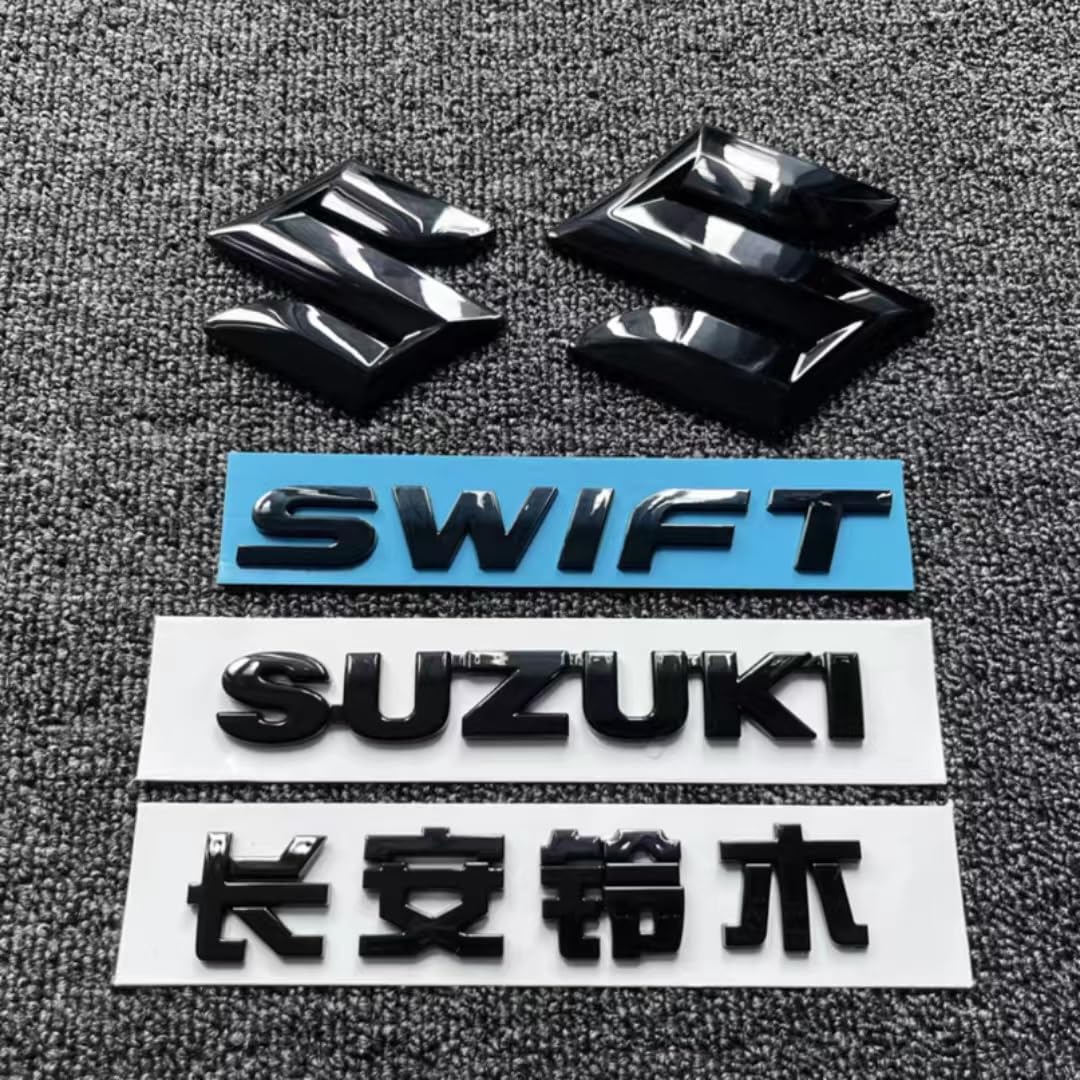 Auto Emblem Aufkleber für Suzuki Swift 2017-2023,ABS Kühlergrill Front Motorhaube Kofferraum 3D Logo Heckklappen Buchstaben Selbstklebende Ersatz Dekoration Styling Zubehör von DONHEK