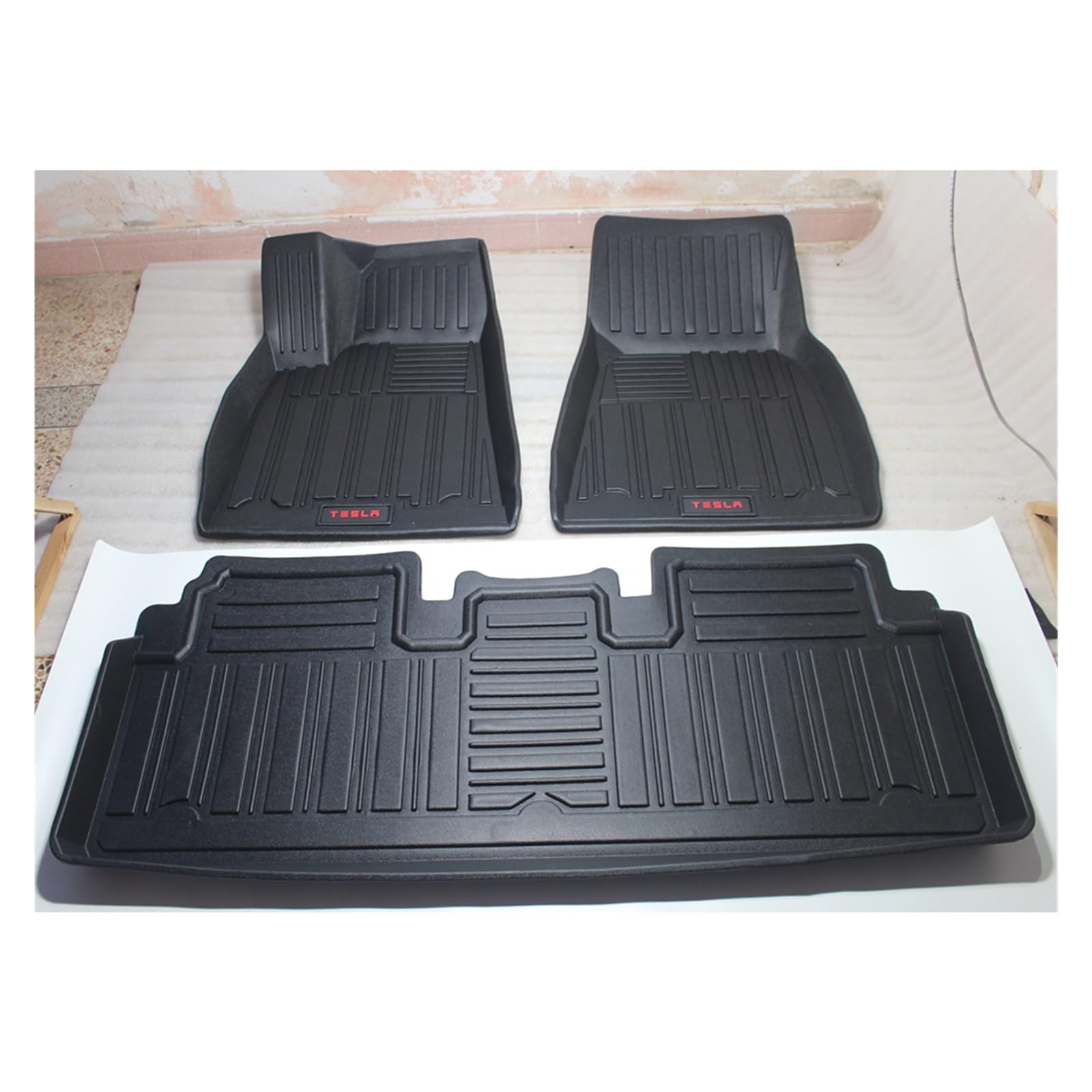 3PCS/Set TPE Auto Fuß Pad Kompatibel Mit Tesla Modell S 3D Linkslenkte Schwarze Fußmatten Schutz Teppich 2014-2020(Lift) von DOPQNYLZW