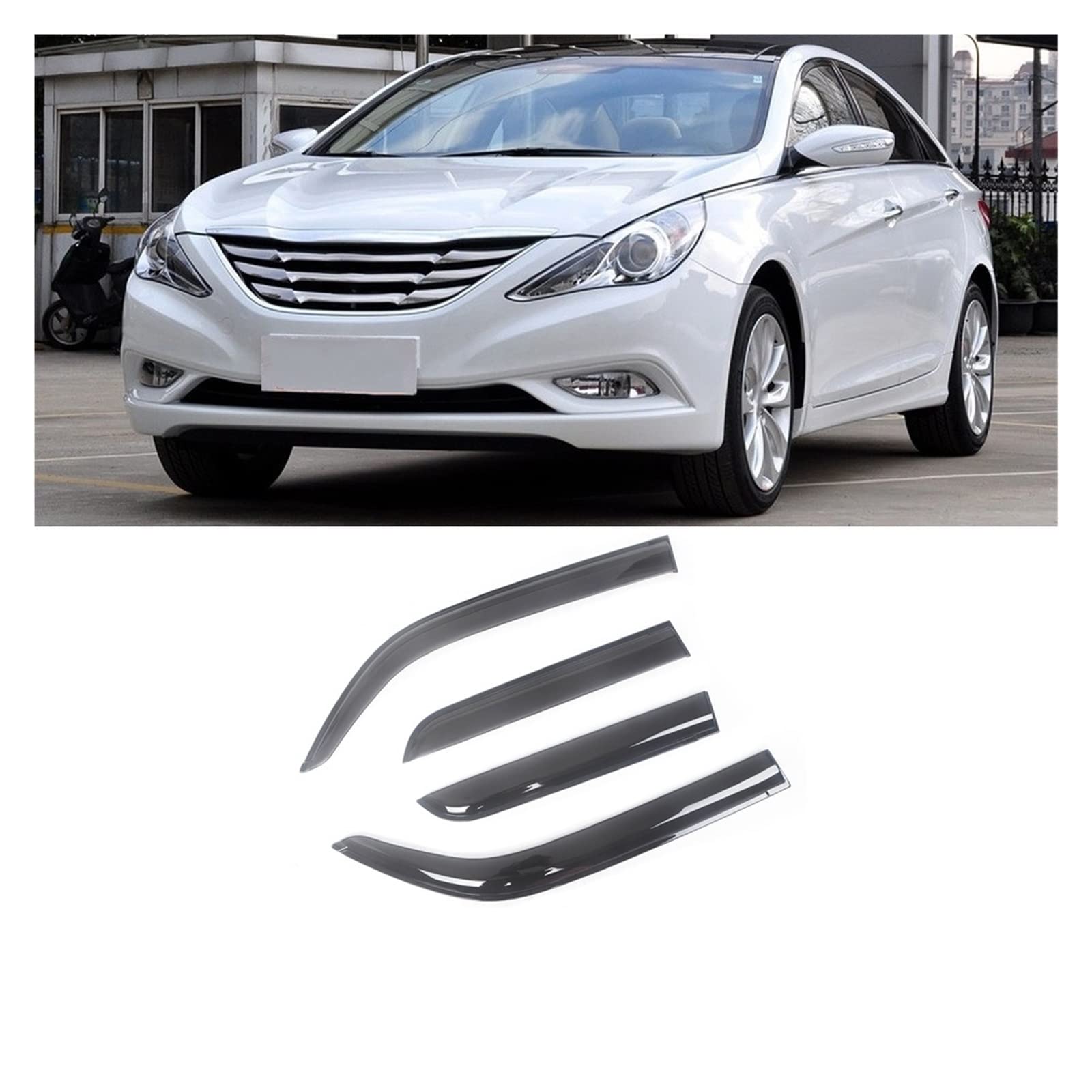 Auto Side Window Wind Deflectors Visors Black Rain Guard Door Visor Vent Shade Dark Smoke Ventvisor Compatible with Hyundai Sonata 1999-2019(for Sonata 2011-2016) von DOPQNYLZW