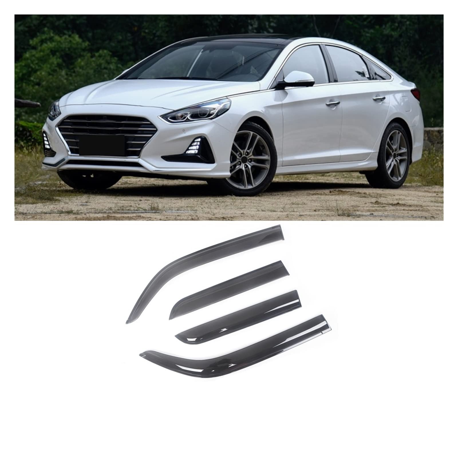 Auto Side Window Wind Deflectors Visors Black Rain Guard Door Visor Vent Shade Dark Smoke Ventvisor Compatible with Hyundai Sonata 1999-2019(for Sonata 2015-2019) von DOPQNYLZW