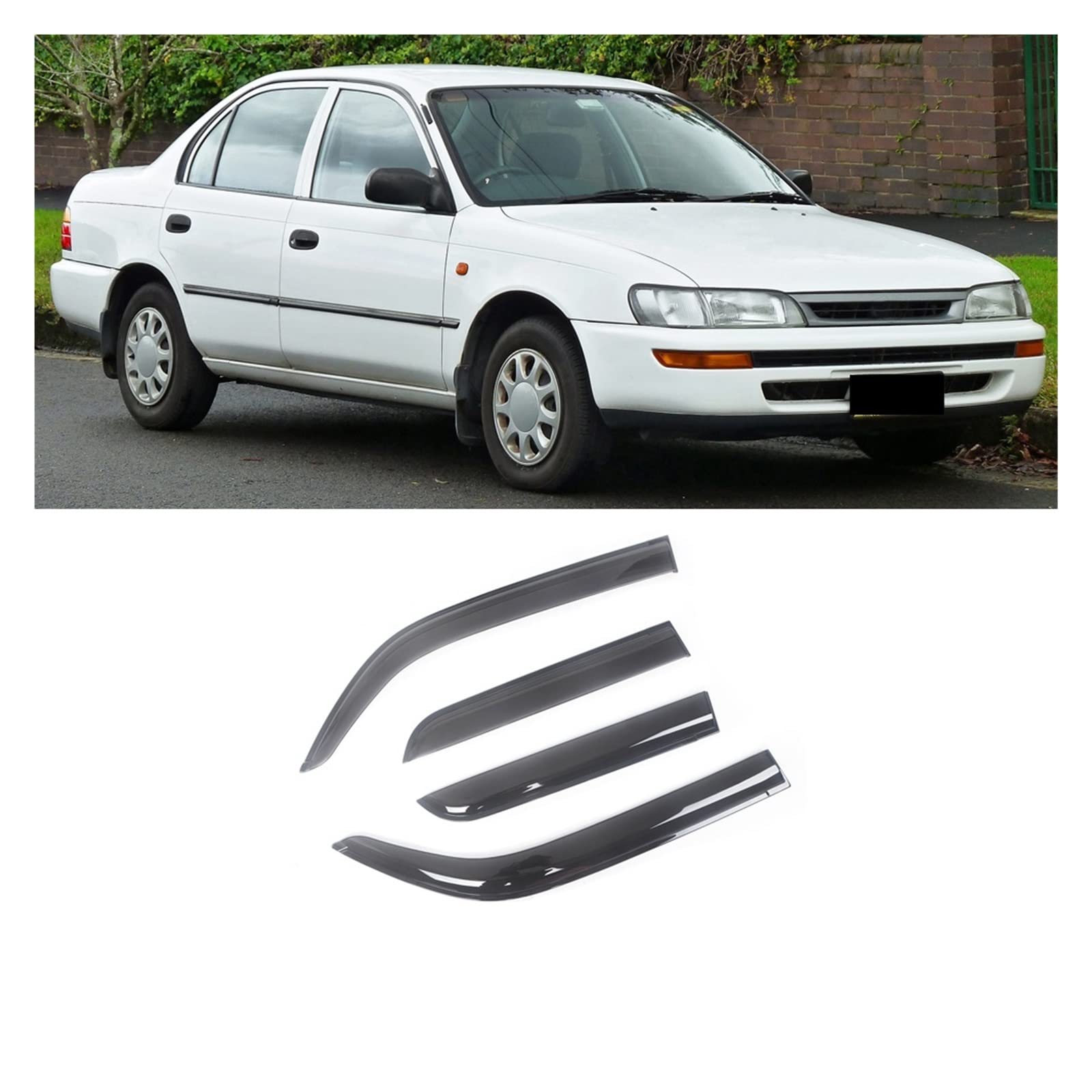 Auto Side Window Wind Deflectors Visors Black Rain Guard Door Visor Vent Shade Dark Smoke Ventvisor Compatible with Toyot Corolla 1993-2022(for 1993-1997 Sedan) von DOPQNYLZW