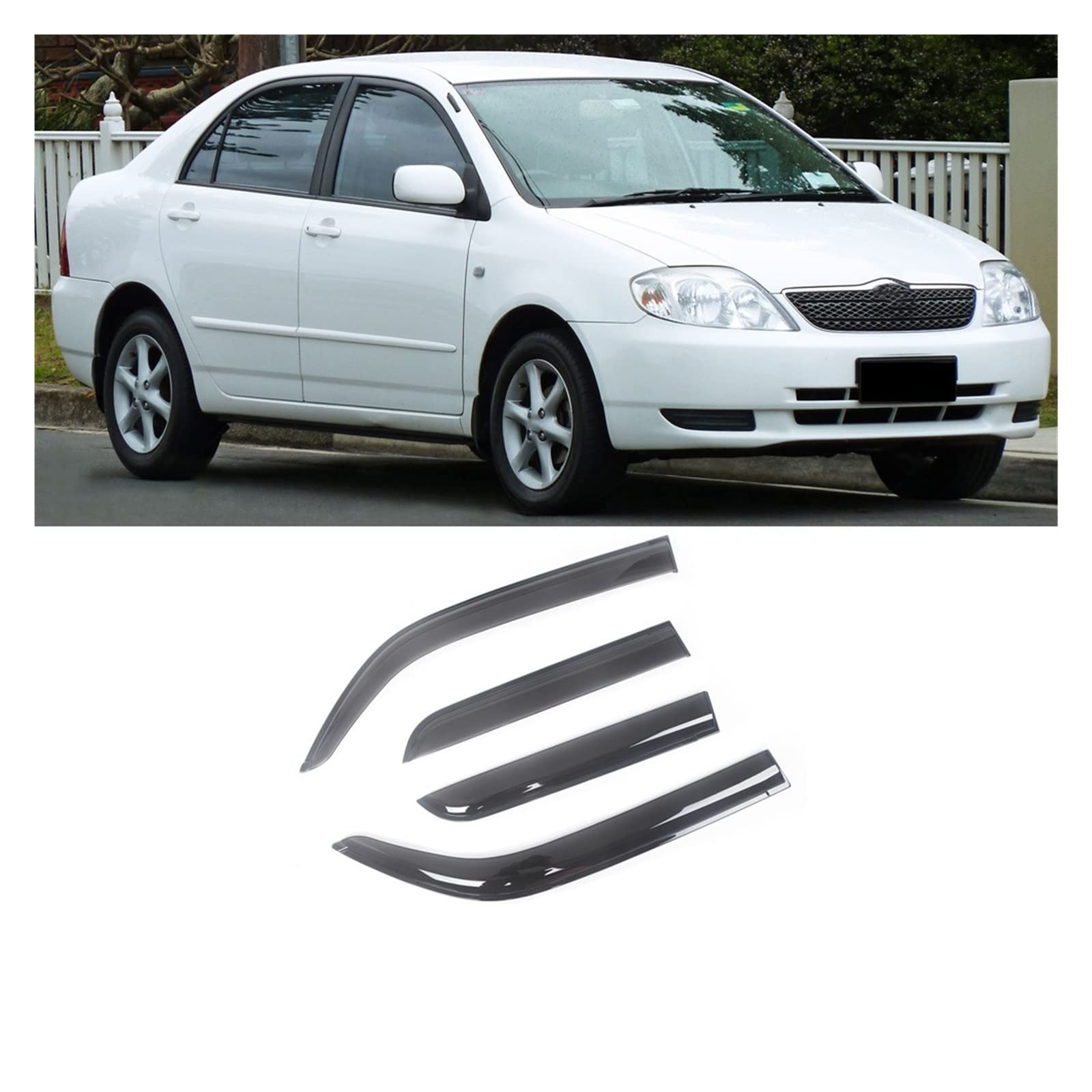 Auto Side Window Wind Deflectors Visors Black Rain Guard Door Visor Vent Shade Dark Smoke Ventvisor Compatible with Toyot Corolla 1993-2022(for 2003-2008 Sedan) von DOPQNYLZW