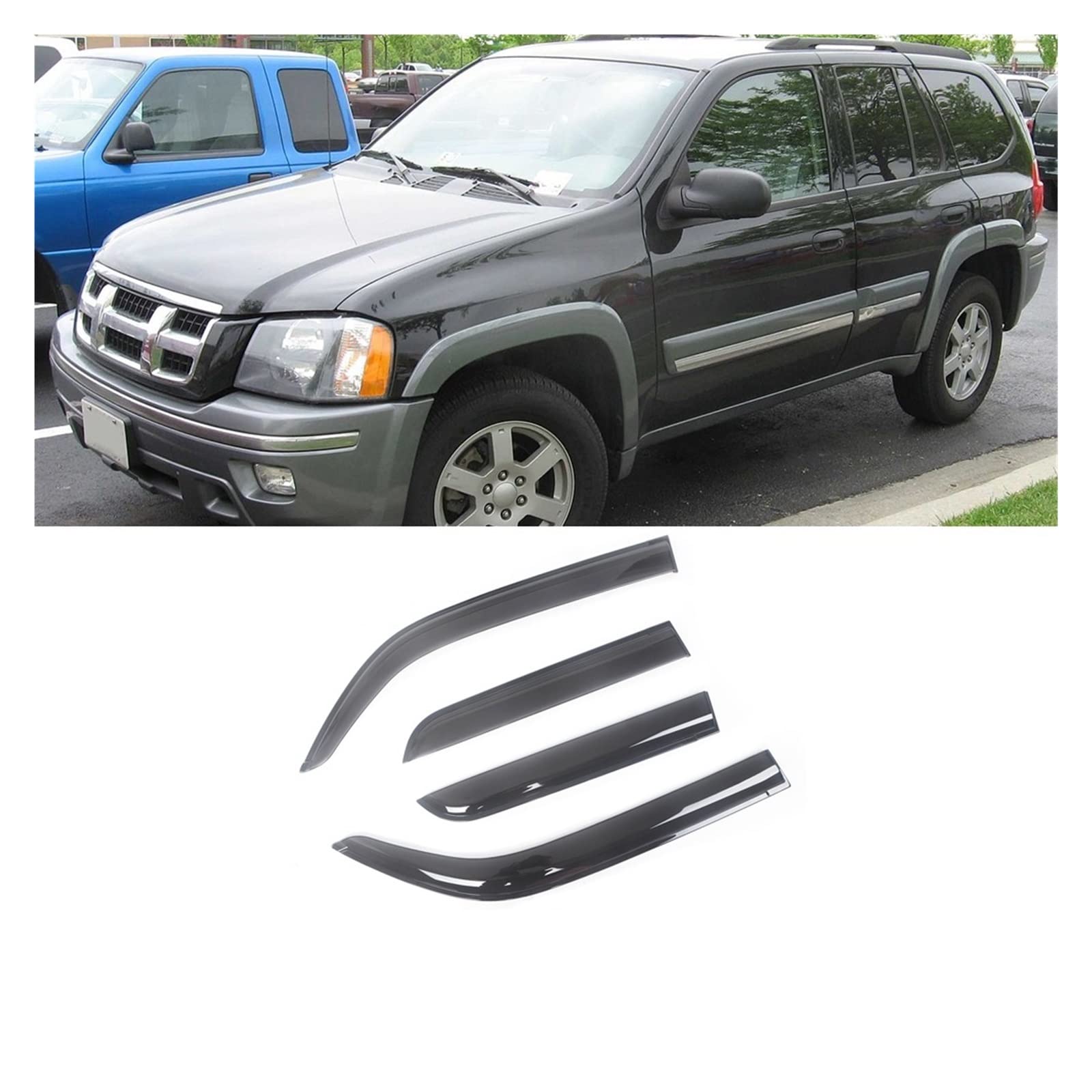 Auto Side Window Wind Deflectors Visors Black Rain Guard Door Visor Vent Shade Dark Smoke VentvisorCompatible with Isuzu Ascender 2003-2008(for 04-08 5-Seats) von DOPQNYLZW