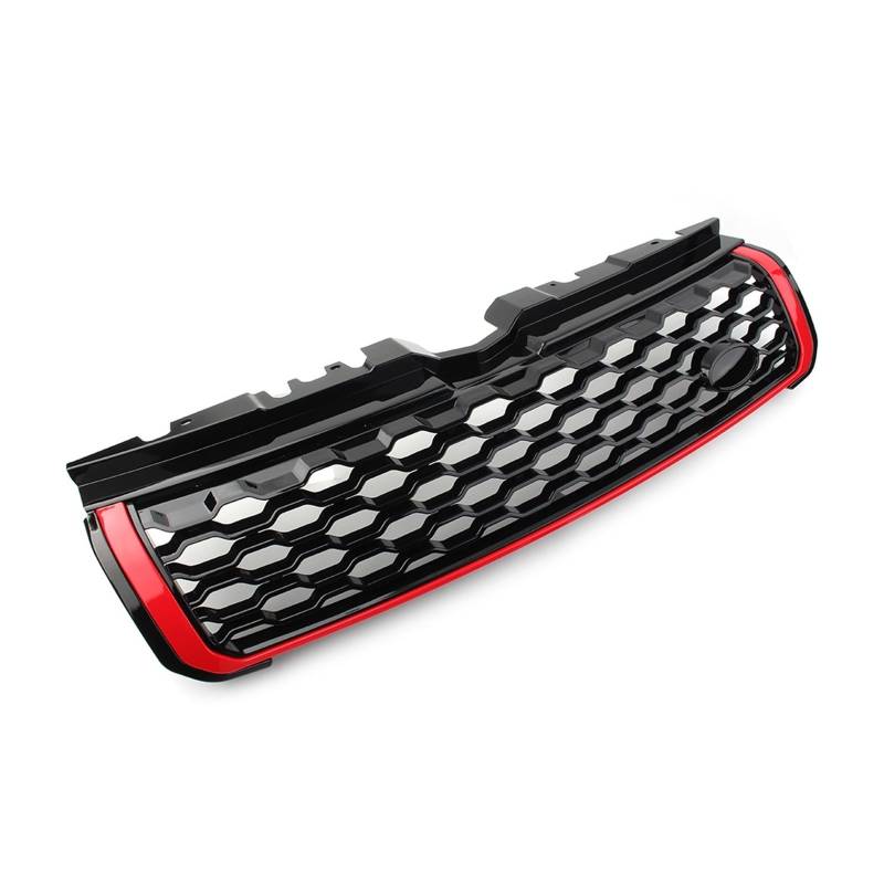 Car Front Upper Grille Grill W/Logo Compatible With Land Rover Range Rover Rover Evoque 2010 2012 2013 2014 2015 2016 2017 2018(Black and red) von DOPQNYLZW