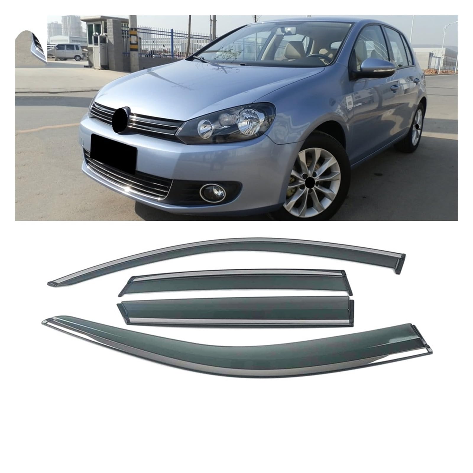 Car Window Sun Rain Shade Visor Shield Shelter Protector Cover Frame Sticker Compatible with VW VW Golf 6th 7th MK6 MK7 2008-2019(for Golf 6th 08-13) von DOPQNYLZW