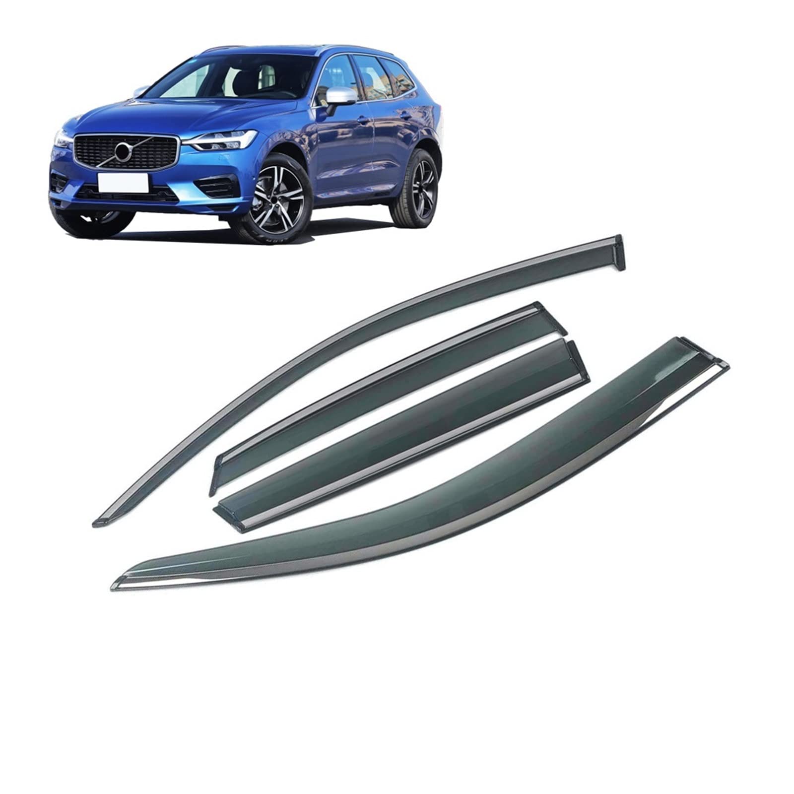 Car Window Sun Rain Shade Visors Shield Awnings Shelter Protector Cover Trim Frame Sticker Compatible with Volvo XC60 V60 2010-2019(for XC60 10-17) von DOPQNYLZW