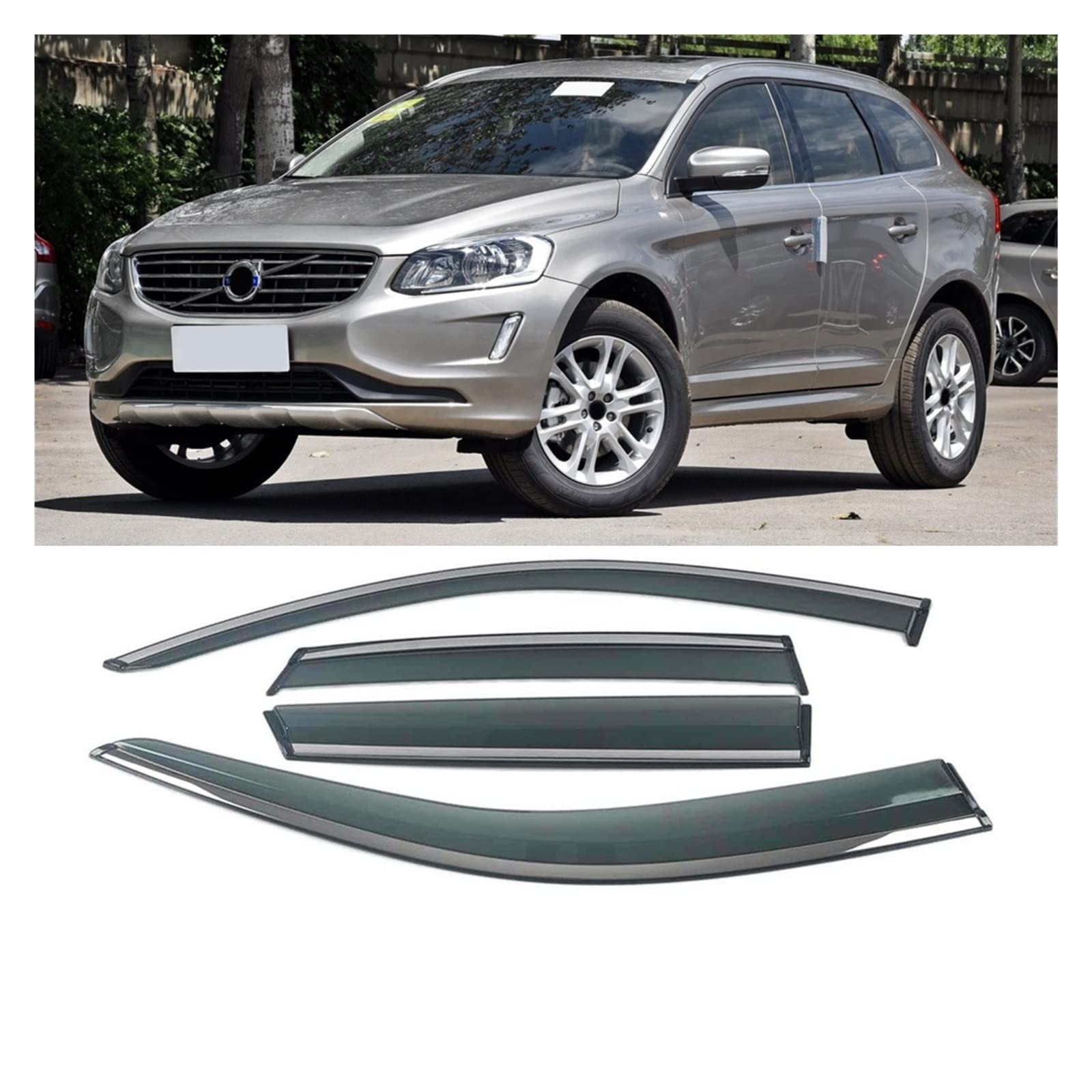 Car Window Sun Rain Shade Visors Shield Awnings Shelter Protector Cover Trim Frame Sticker Compatible with Volvo XC60 V60 2010-2019(for XC60 17-19) von DOPQNYLZW