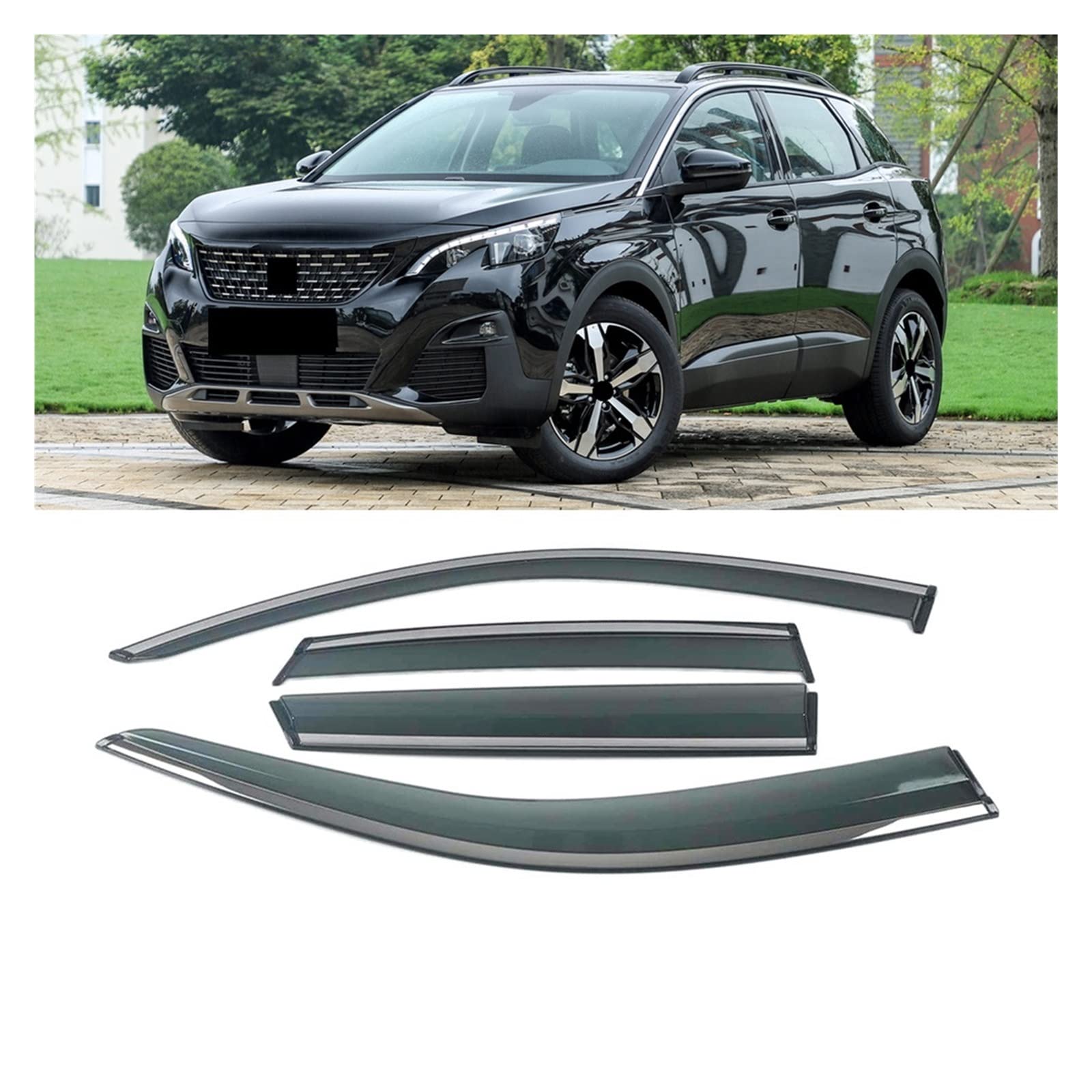 Car Window Sun Rain Shade Visors Shield Shelter Protector Cover Frame Sticker Exterior Accessories Compatible with 4008 2012-2019(for 4008 2017-2019) von DOPQNYLZW