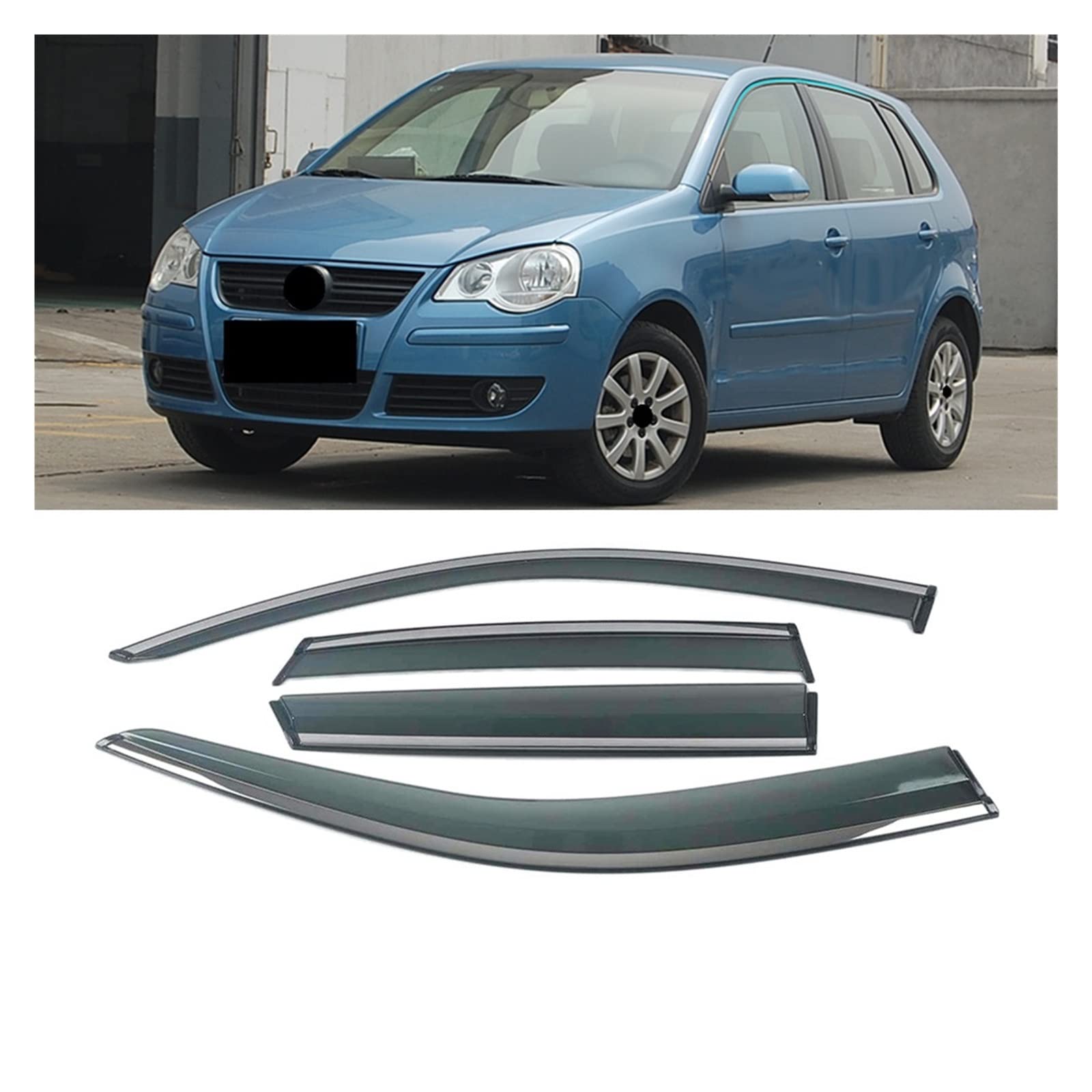 Car Window Sun Rain Shade Visors Shield Shelter Protector Cover Trim Compatible with VW Polo MK4 9N MK5 6R Hatchback 2001-2017(for Polo 2001-2009) von DOPQNYLZW