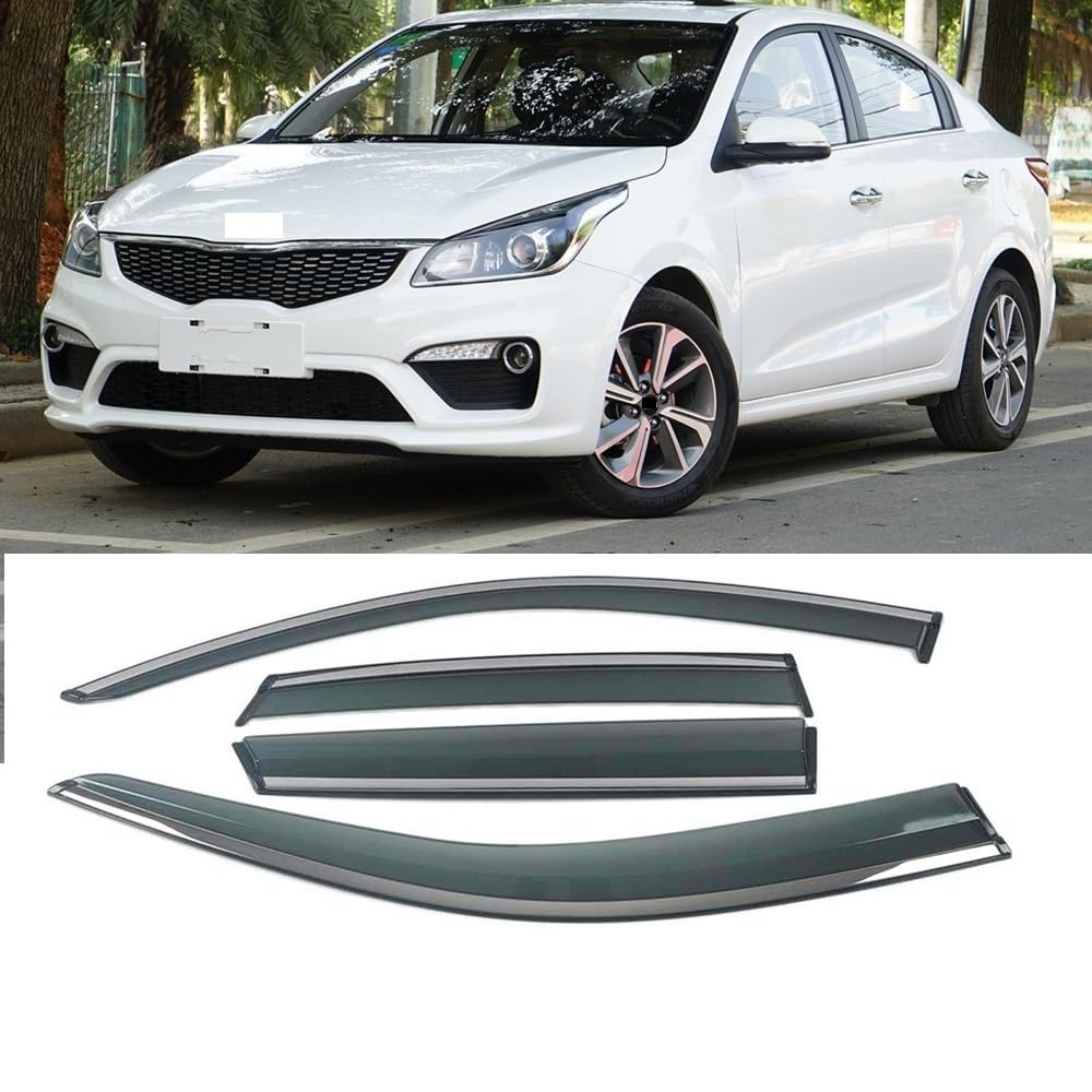 Car Window Sun Rain Shade Visors Shield Shelter Protector Cover Trim Frame Sticker Accessories Compatible with KIA Rio Pride Sedan 2011-2019(for K2 2017-2019) von DOPQNYLZW