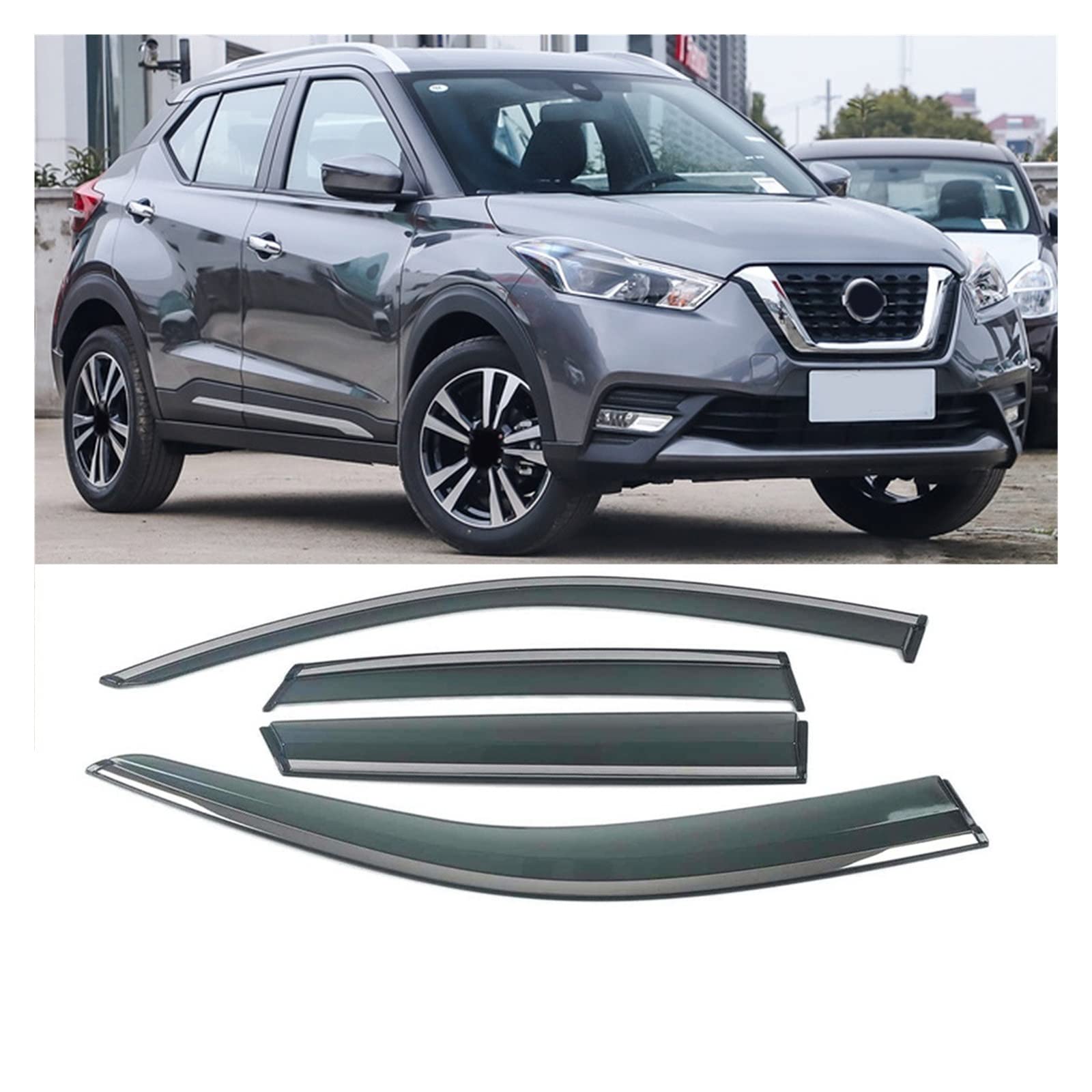 Car Window Sun Rain Shade Visors Shield Shelter Protector Cover Trim Frame Sticker Compatible with Nissan X-Trail Kicks Livina Murano Navara(for Kicks 2017-2021) von DOPQNYLZW