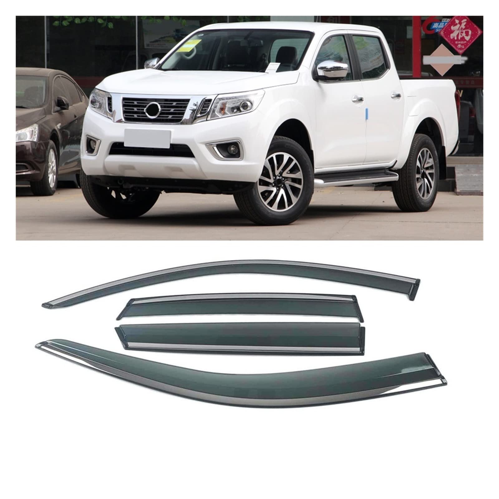 Car Window Sun Rain Shade Visors Shield Shelter Protector Cover Trim Frame Sticker Compatible with Nissan X-Trail Kicks Livina Murano Navara(for Navara 2014-2019) von DOPQNYLZW