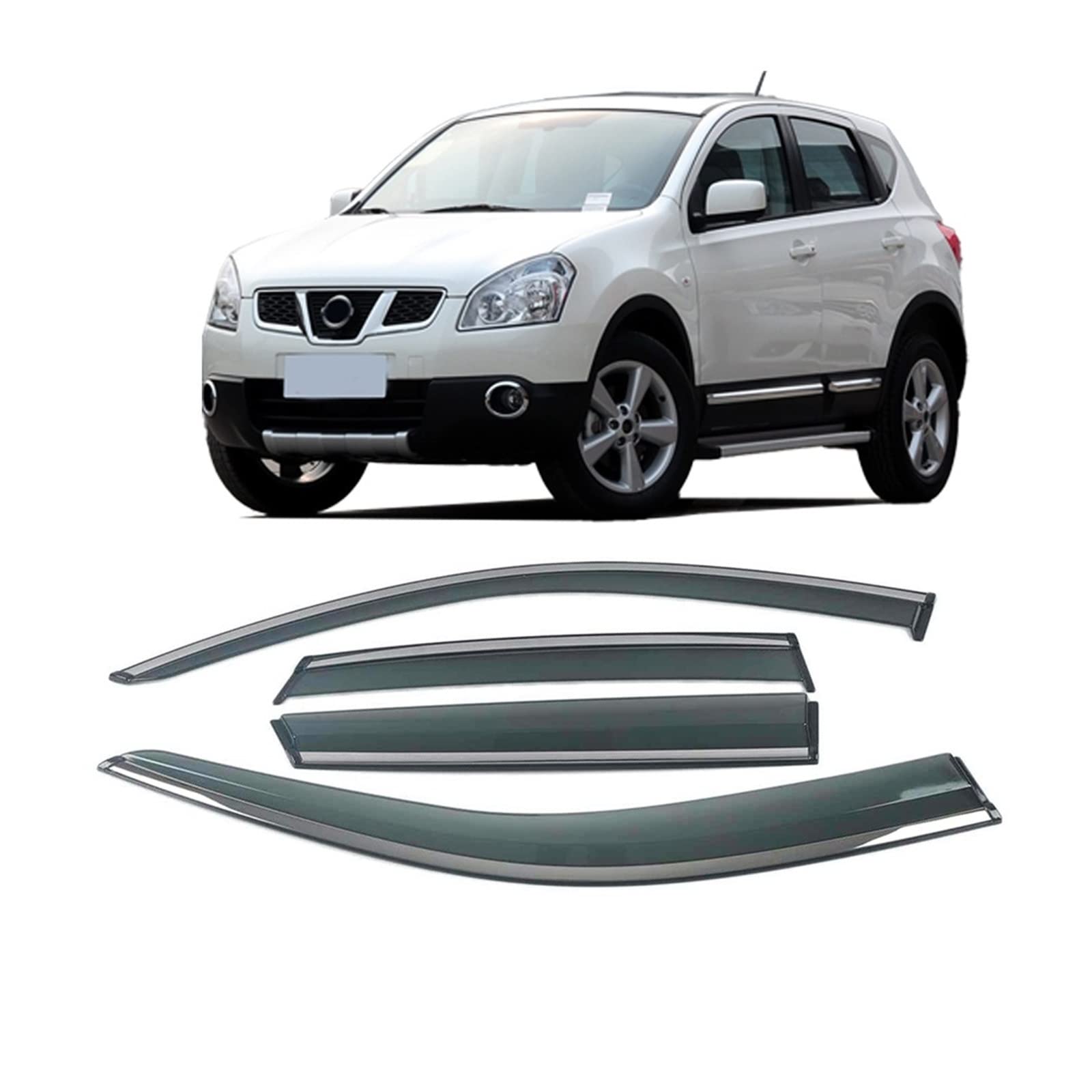 Car Window Sun Rain Shade Visors Shield Shelter Protector Cover Trim Frame Sticker Compatible with Nissan X-Trail Kicks Livina Murano Navara(for Qashqai 07-12) von DOPQNYLZW