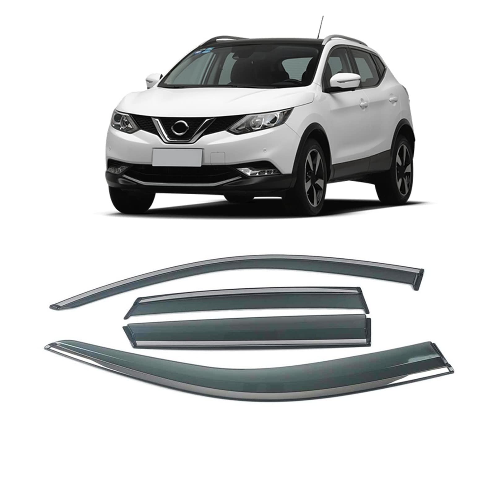 Car Window Sun Rain Shade Visors Shield Shelter Protector Cover Trim Frame Sticker Compatible with Nissan X-Trail Kicks Livina Murano Navara(for Qashqai 13-21) von DOPQNYLZW