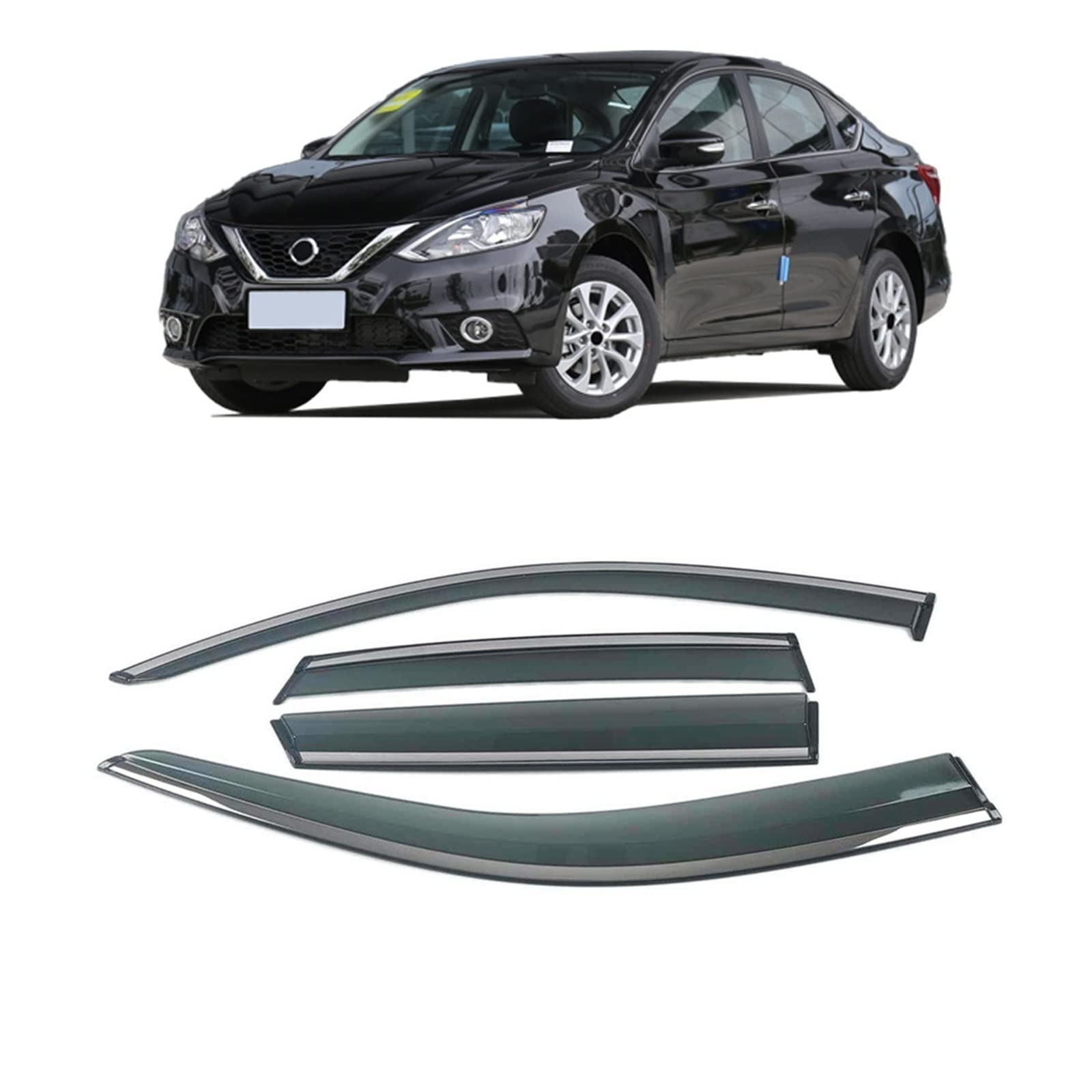 Car Window Sun Rain Shade Visors Shield Shelter Protector Cover Trim Frame Sticker Compatible with Nissan X-Trail Kicks Livina Murano Navara(for SYLPHY 2012-2019) von DOPQNYLZW