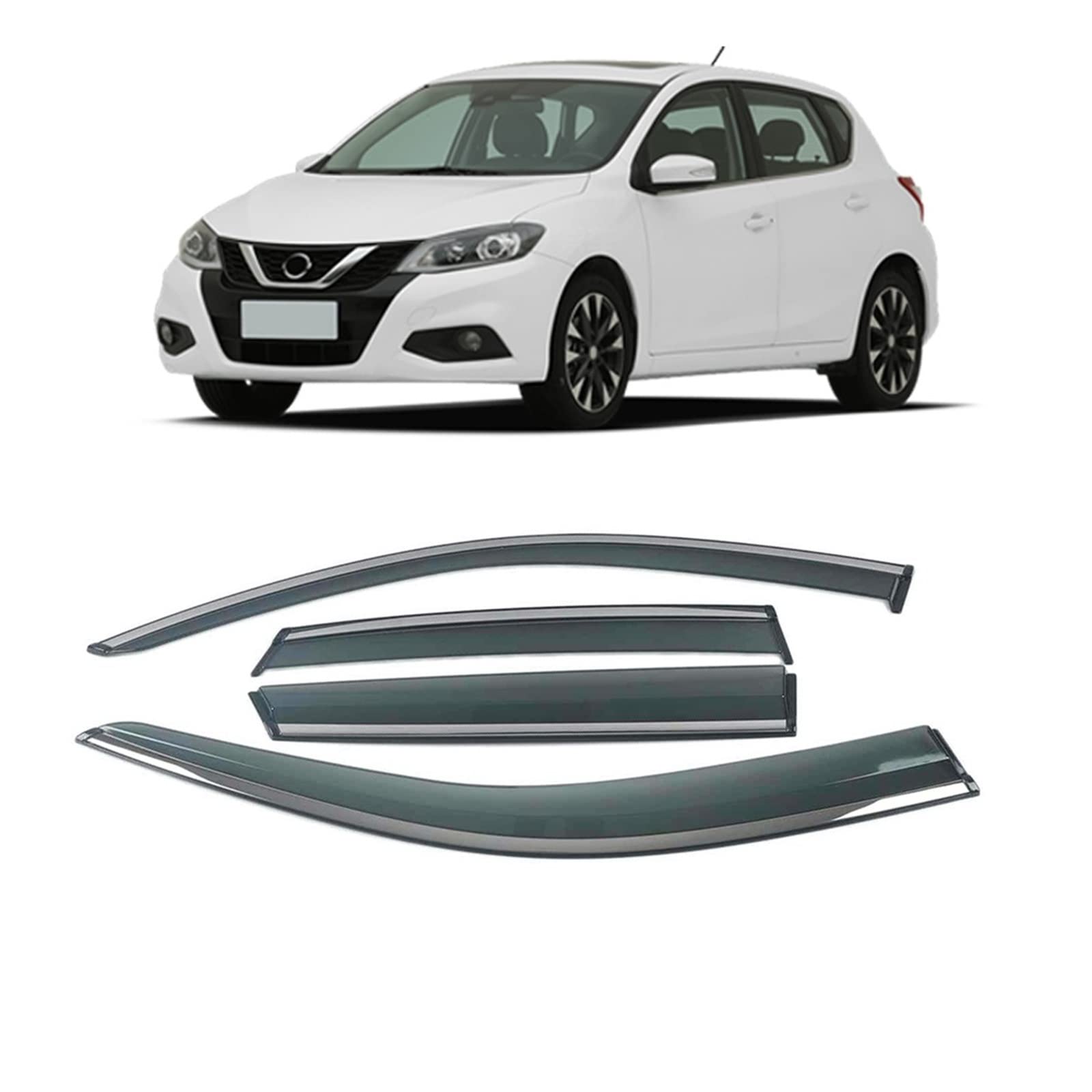 Car Window Sun Rain Shade Visors Shield Shelter Protector Cover Trim Frame Sticker Compatible with Nissan X-Trail Kicks Livina Murano Navara(for TIIDA 2012-2019) von DOPQNYLZW