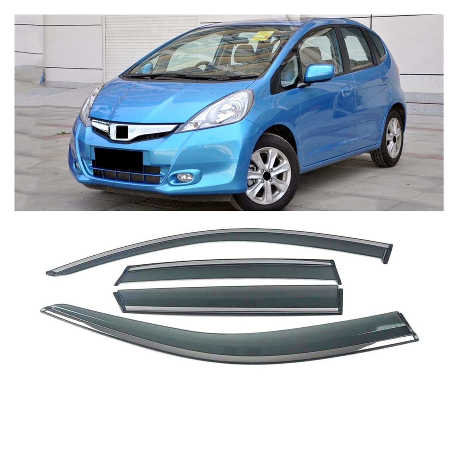 Compatible with Jazz FIT Hatchback 2002-2020 Car Window Sun Rain Shade Visors Shield Shelter Protector Cover Frame Sticker Accessories(for Jazz 2007-2014) von DOPQNYLZW