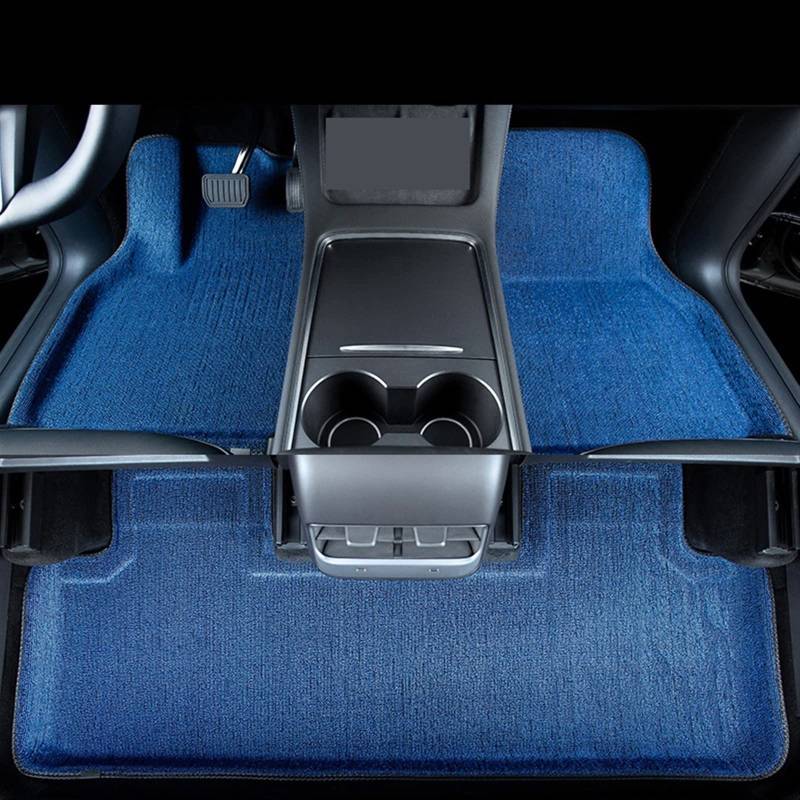 Compatible with Tesla Model 3 Y 2021 2022 Fuß Pad Custom Floor Liner Fully Surrounded Floor Mats Waterproof Non-slip Carpet New(Y Blue) von DOPQNYLZW