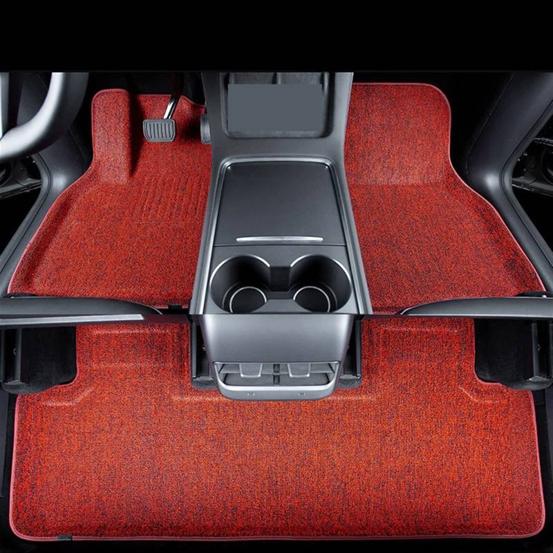 Compatible with Tesla Model 3 Y 2021 2022 Fuß Pad Custom Floor Liner Fully Surrounded Floor Mats Waterproof Non-slip Carpet New(Y RED) von DOPQNYLZW