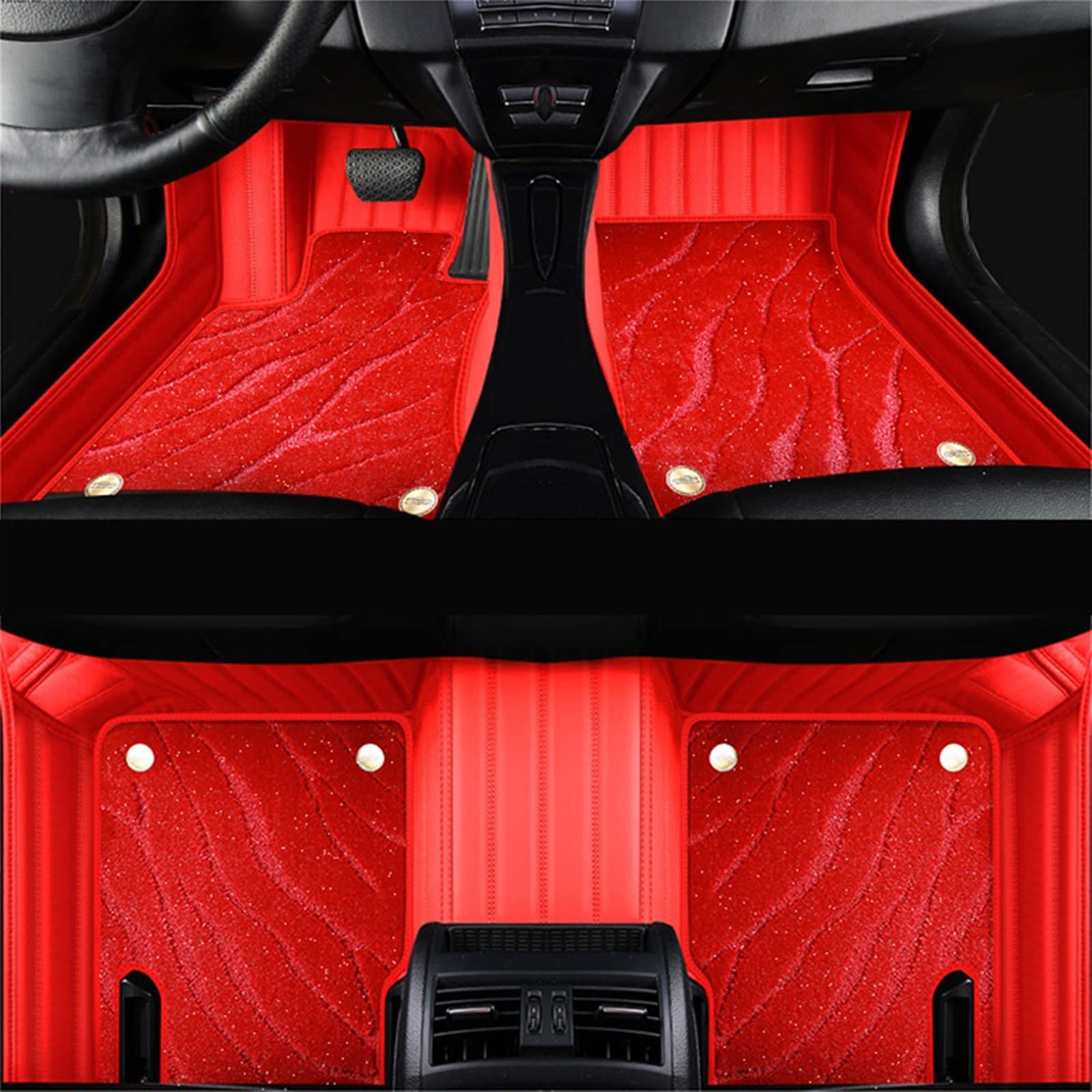 Echtes Leder Voll Umgeben Fuß Pads Auto Fußmatten Kompatibel Mit City 2008-2014 Auto Interieur Details Zubehör Teppich(Bright rot) von DOPQNYLZW