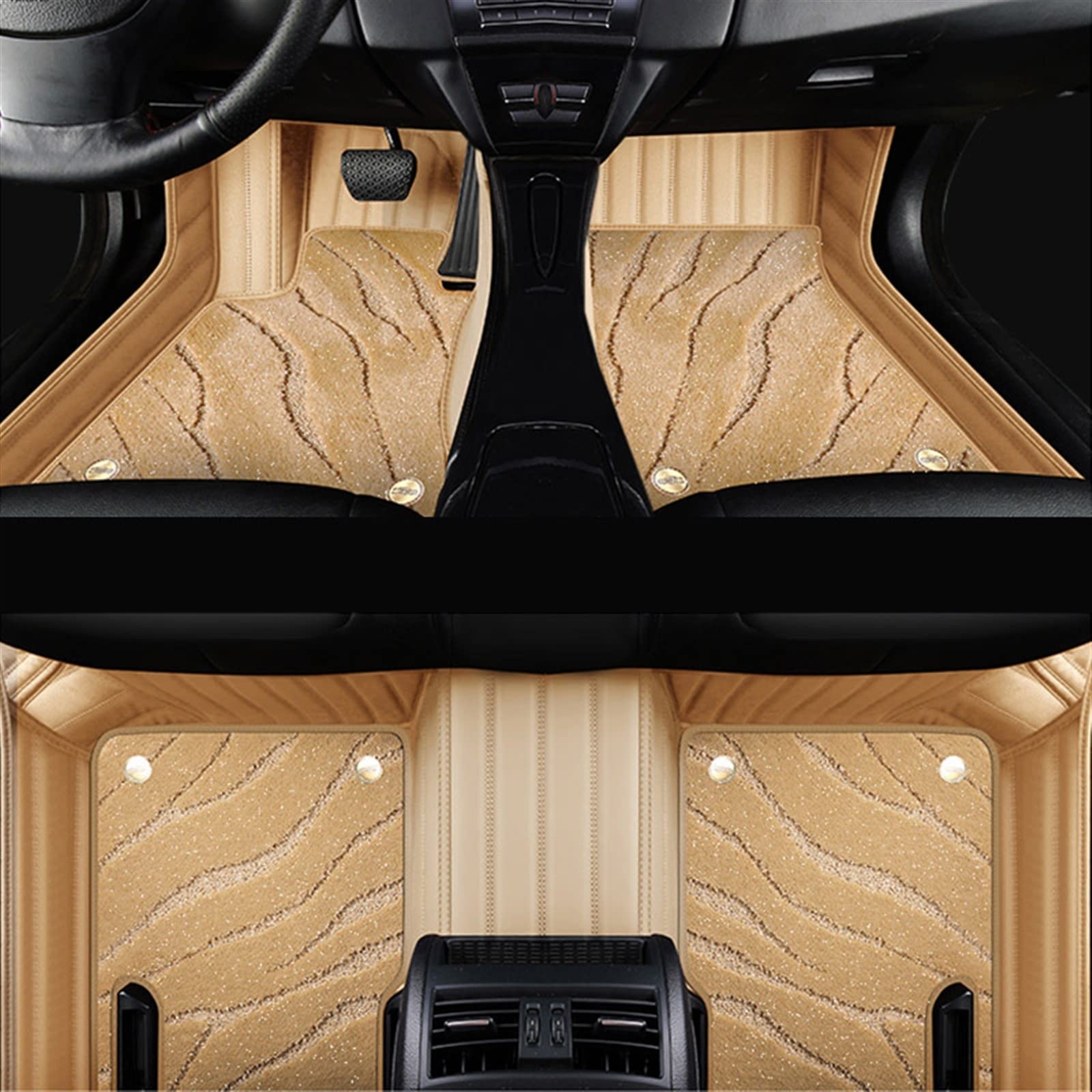 Echtes Leder Voll Umgeben Fuß Pads Auto Fußmatten Kompatibel Mit Renault Fluence 2011-2017 Auto Interieur Details Zubehör Teppich(Beige) von DOPQNYLZW