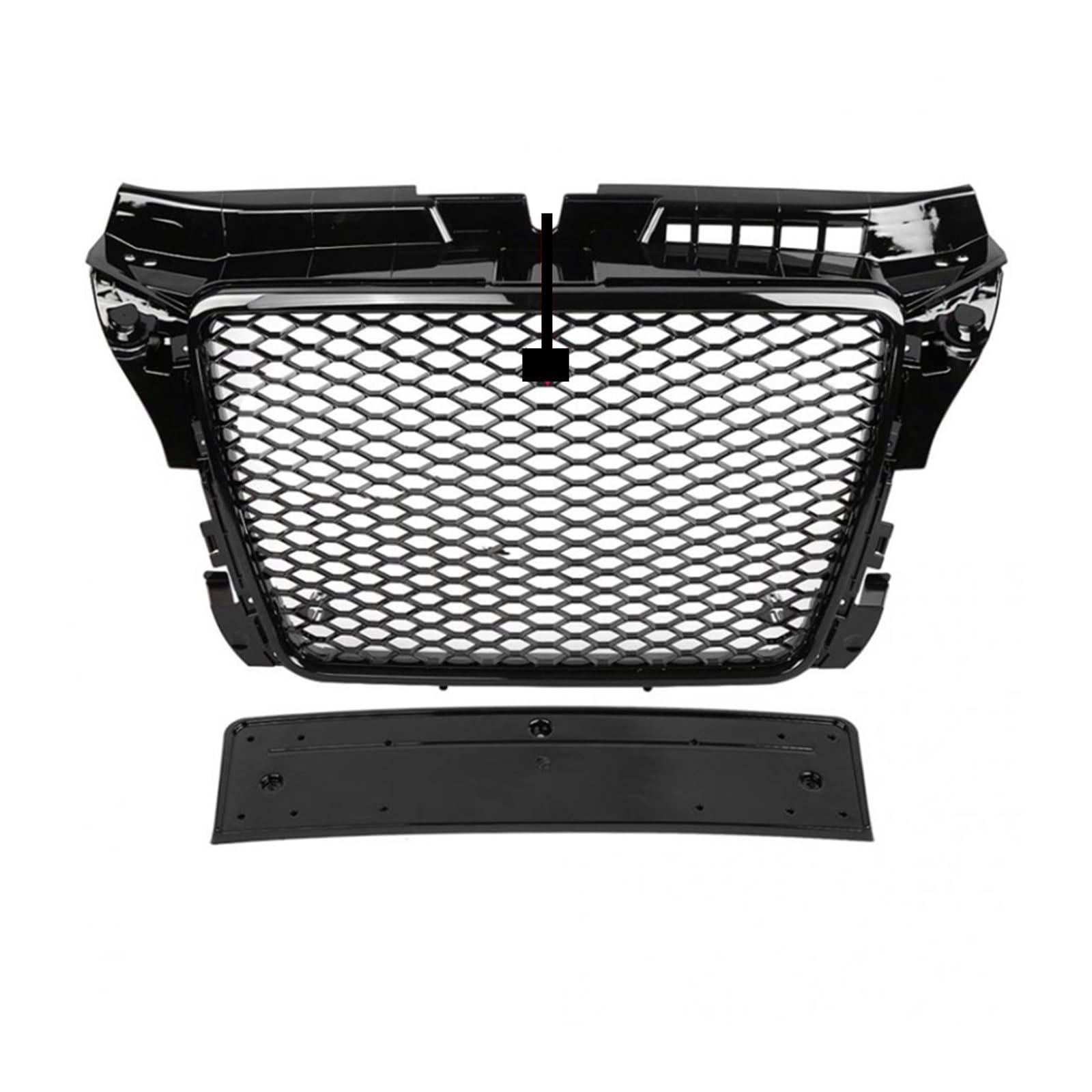 Für RS3 Style Front Sport Hex Mesh Honeycomb Haube Grill schwarz glänzend kompatibel mit A3/S3 8P 2009 2010 2011 2012 2013 (ohne Emblem) von DOPQNYLZW