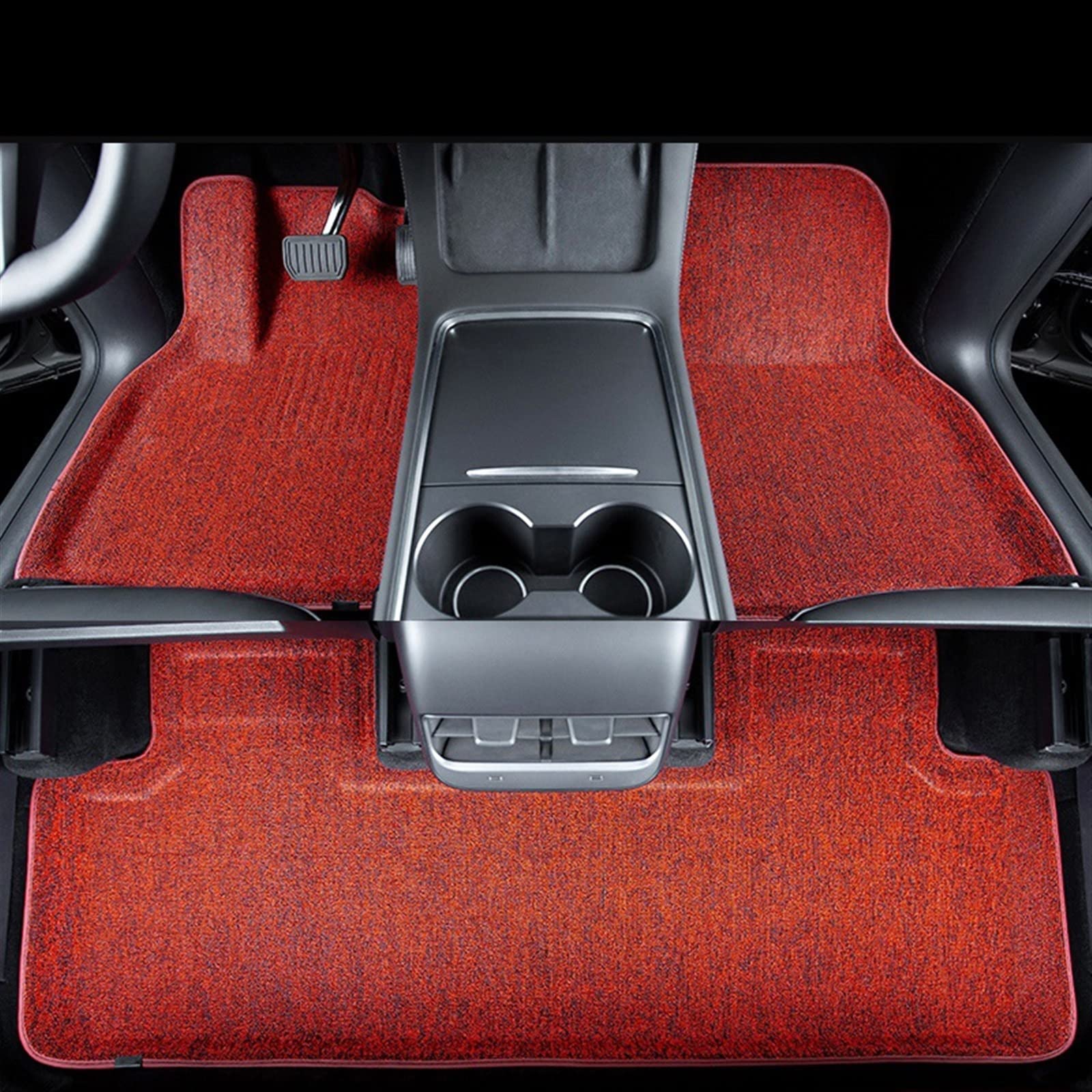 Fully Surrounded Special Foot Pad Compatible With 2020 Tesla Model 3 Car Waterproof Non-slip Floor Mat 3Pcs/Set Modified Car Accessories(Red Linke Hand Drive) von DOPQNYLZW