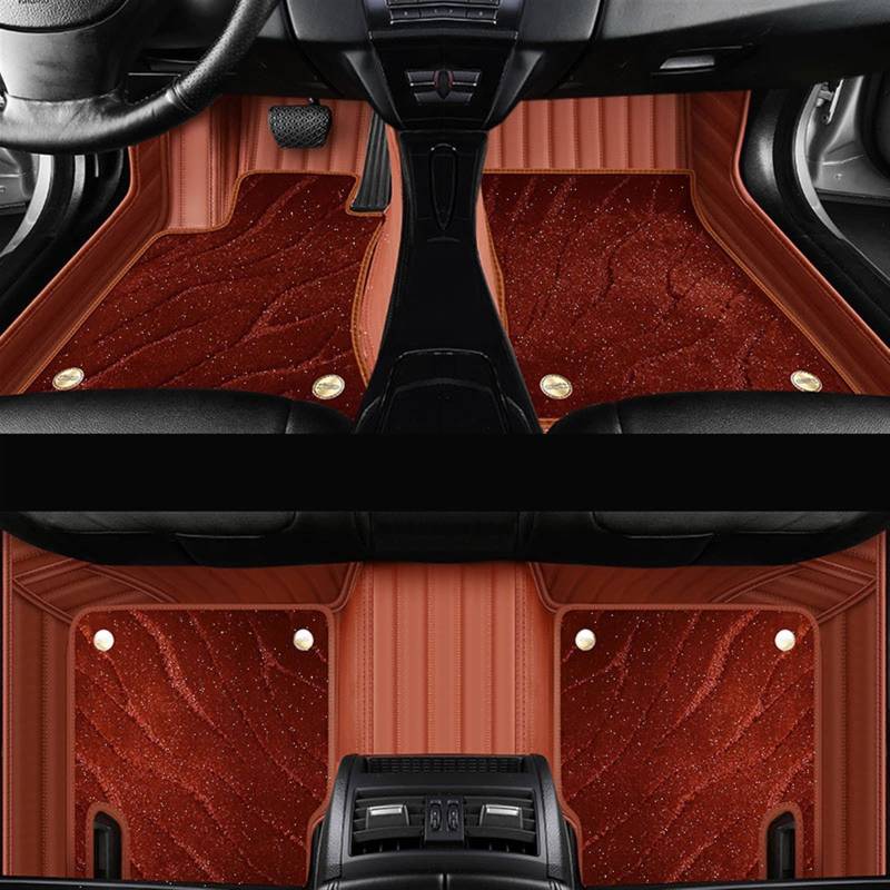 Genuine Leather Fully Surrounded Foot Pad Car Floor Mat Compatible With Jaguar XF 2008-2015 Auto Interior Details Accessories Carpet(Braun) von DOPQNYLZW