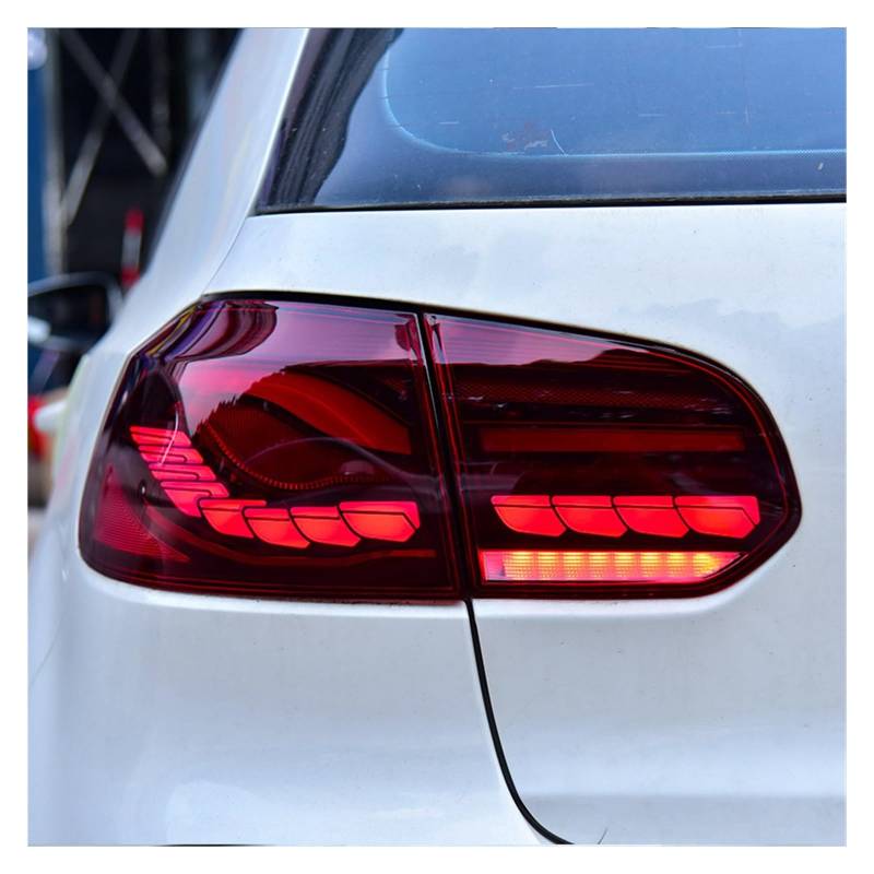 Rücklicht-Gruppe kompatibel mit Volkswqgen Golf 6 MK6 2008-2013 VW Golf6 LED Rückleuchten M4 GTS Design LED Sequentielle Blinker (Rot) von DOPQNYLZW