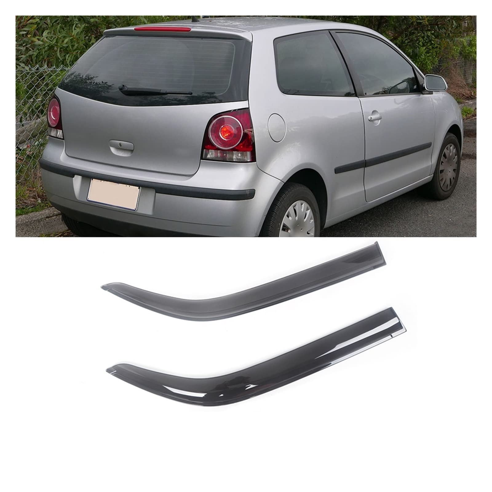 Side Window Wind Deflectors Visors Black Rain Guard Door Visor Vent Shades Dark Smoke Ventvisor Compatible with VW Polo 2000-2016(for 2000-2009 3Doors) von DOPQNYLZW