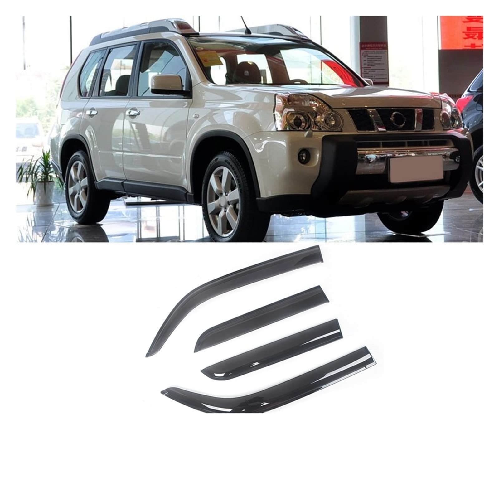 Side Window Wind Deflectors Visors Black Rain Guard Door Visor Vent Shades Ventvisor Compatible with Nissan X-Trail T32 T31 T30 2001-2019(for T31 2007-2013) von DOPQNYLZW