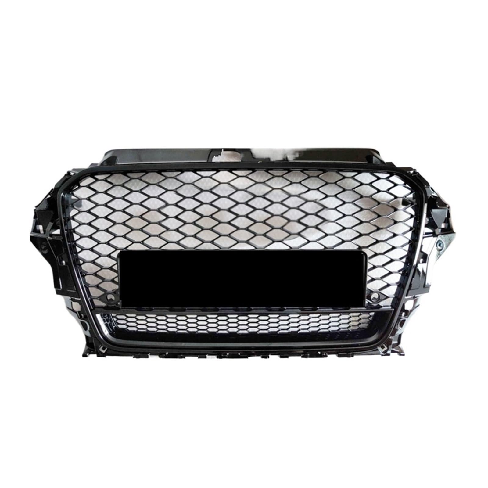 Wabengitter schwarz glänzend kompatibel mit A3/S3 8V 2014 2015 2016 RS3 Quattro Style Hex Mesh Frontstoßstange Motorhaubengitter (Chrome Emblem) von DOPQNYLZW