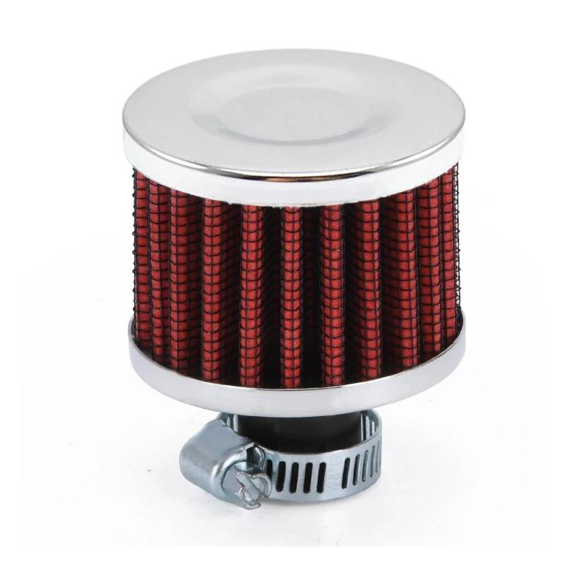 DOQIRWO 12mm Luftfilter Motorrad Filter Verschnaufpause High Flow Air Intake Turbo Kurbelgehäuse Entlüftungsabdeckung Leistungsfilter Kompatibel Auto Moto(Rosso) von DOQIRWO