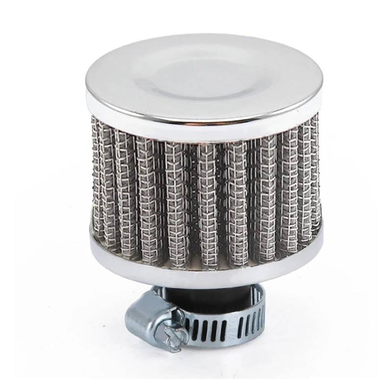 DOQIRWO 12mm Luftfilter Motorrad Filter Verschnaufpause High Flow Air Intake Turbo Kurbelgehäuse Entlüftungsabdeckung Leistungsfilter Kompatibel Auto Moto(Silver) von DOQIRWO