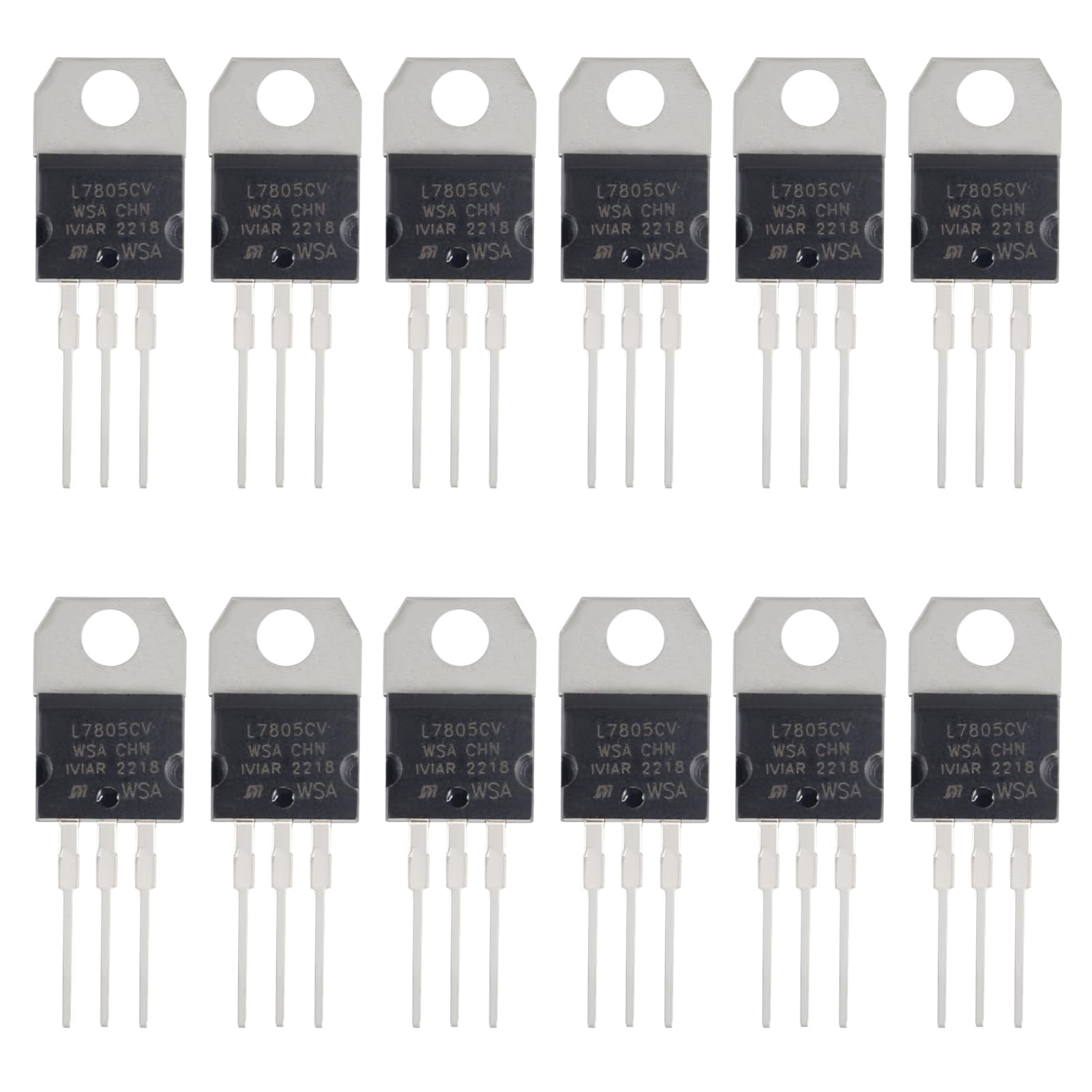 12 Stück L7805CV IC positiver Spannungsregler Ausgang 5 V 1,5 A L7805 Drei-Terminal-Regler 3-polig für geregelte Stromversorgungsbegrenzungsschaltung von DORHEA