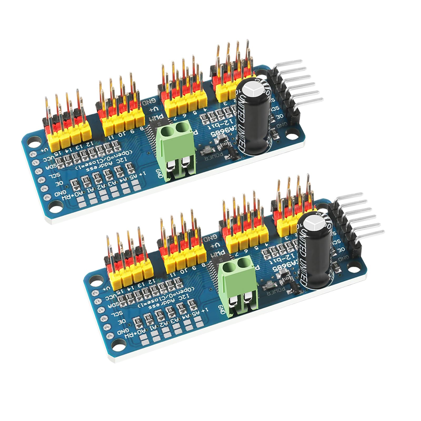 2PCS PCA9685 16-Kanal 12-Bit-PWM-Servotreiberplatine IIC-Schnittstelle PCA9685-Modulcontroller Kompatibel mit Raspberry Pi von DORHEA