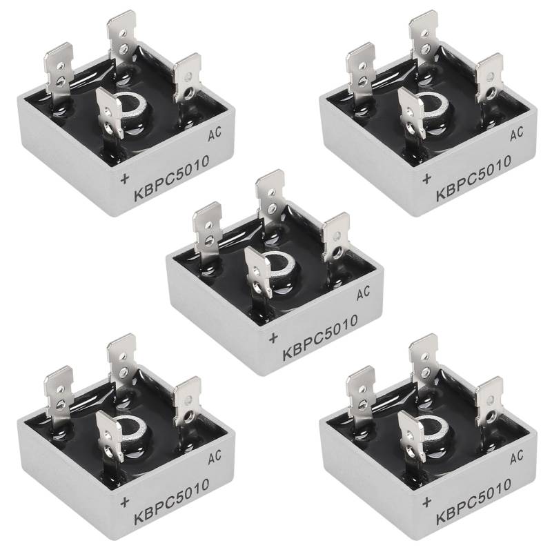 5 Stück KBPC5010 50 A 1000 V Brückengleichrichterdiode, einphasig, Vollwelle, 50 Ampere, 1000 Volt, elektronische Siliziumdioden, AC/DC-Vollbrücken-Spannungsgleichrichter, Durchgangsloch, 4-polig von DORHEA