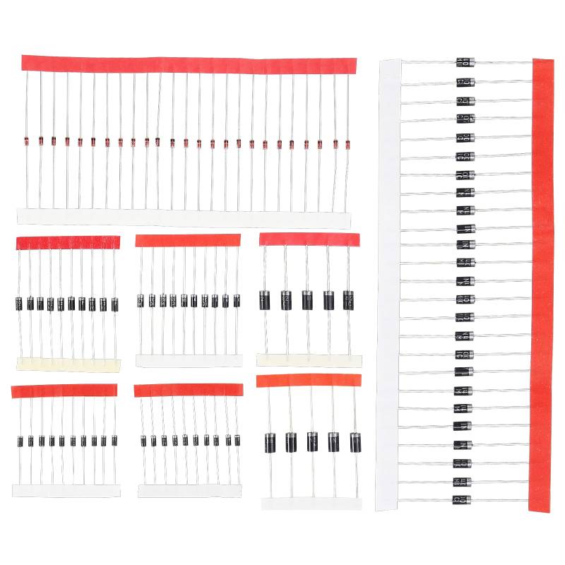 8 Werte 1N4148 1N4007 FR107 1N5408 1N5822 FR207 IN5819 IN5399 Schnell schaltende Schottky-Gleichrichterdiode Enthält 100-teiliges elektronisches Sortiment von DORHEA