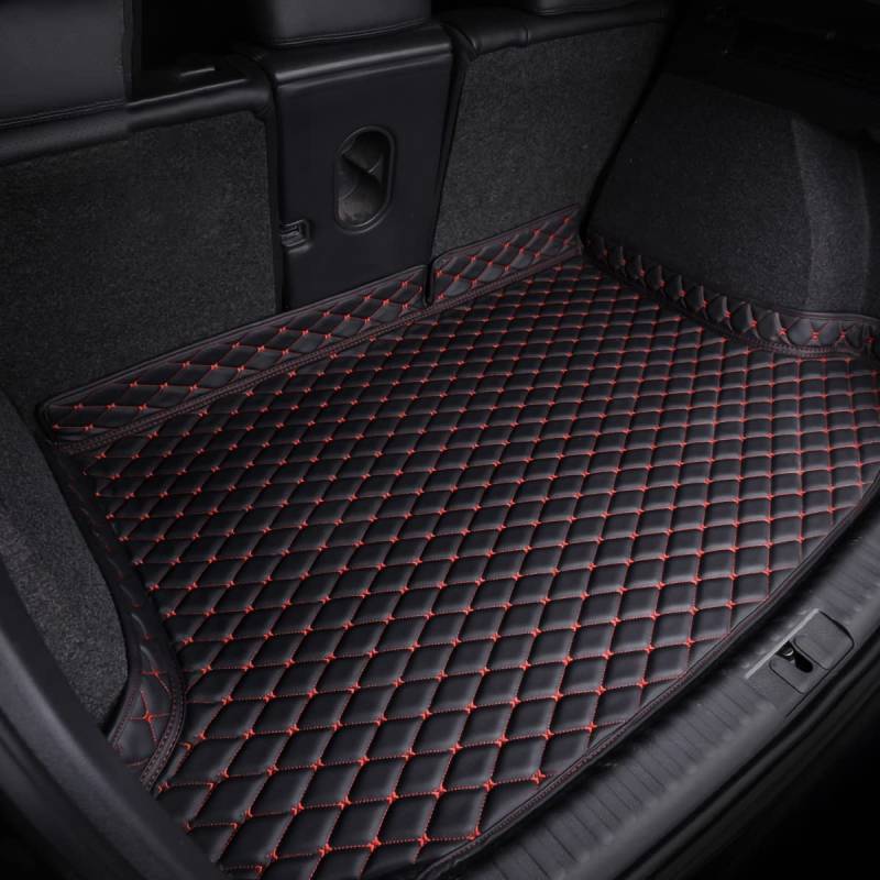 DOUII Auto Leder Kofferraummatte für Volvo xc40, Antirutschmatte Wasserdicht Kratzfeste Kofferraumwanne Kofferraumschutz,Black-Red-Plus von DOUII