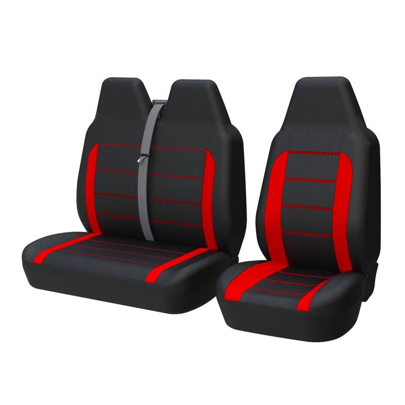 DOrorO Autobezüge Set Für Citroen Für Jump 2006 2 + 1 Autositzbezug Eimer Grau Vordersitzbezüge Auto Sitzbezüge (Farbe : 2-RED) von DOrorO