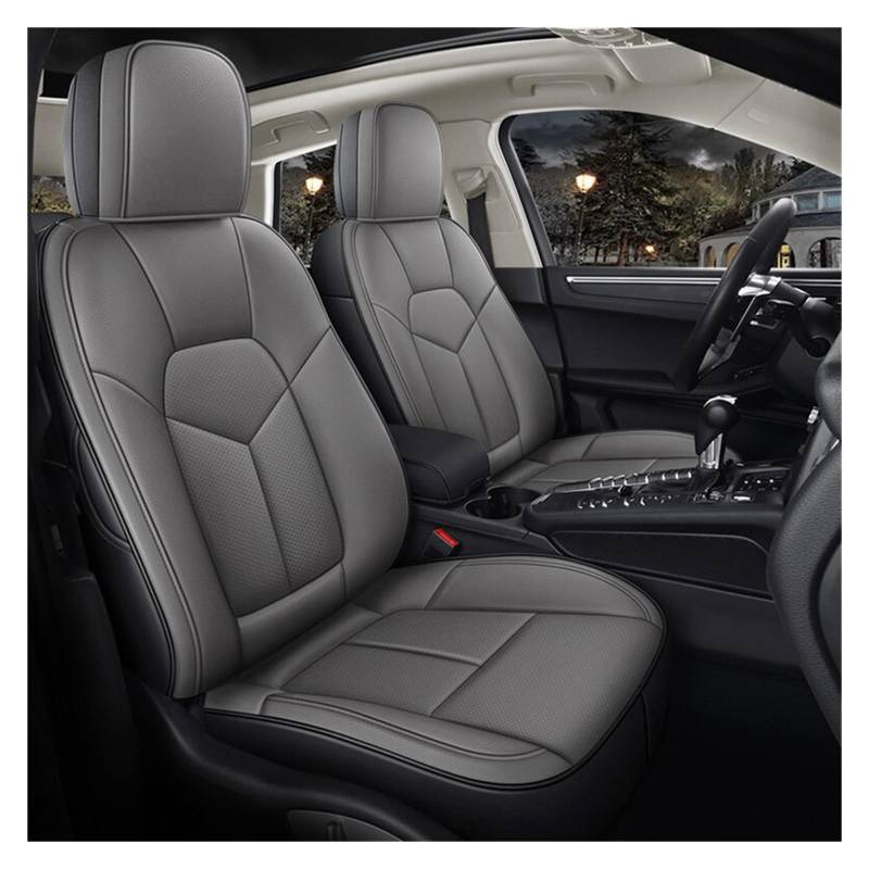 DOrorO Autobezüge Set Für VW Für Polo Für Tiguan Leder Auto Sitz Abdeckung Auto Vorne Und Hinten Sitz Abdeckung Vollen Satz Auto Innen Zubehör Auto Sitzbezüge (Farbe : 11- Black Gray) von DOrorO