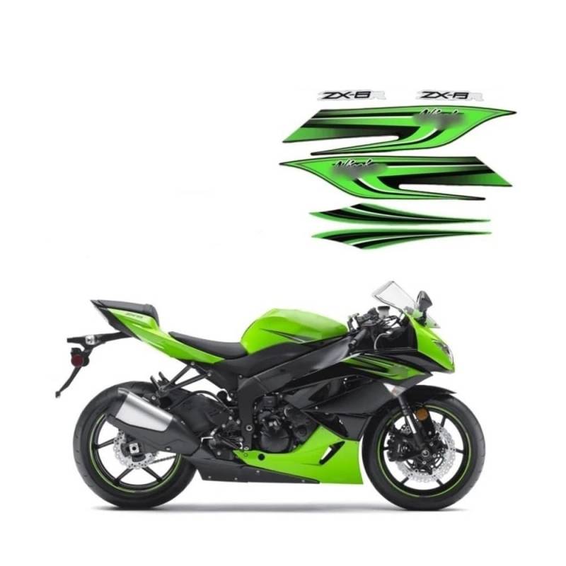 Zubehör Motorradaufkleber Für Ka&wasaki NI&nja ZX-6R ZX6R 2009-2012 Motorradzubehör Verkleidungsaufkleber Vollfahrzeugaufkleber Reflektierendes Kit Grün Blau von DPOGHYE