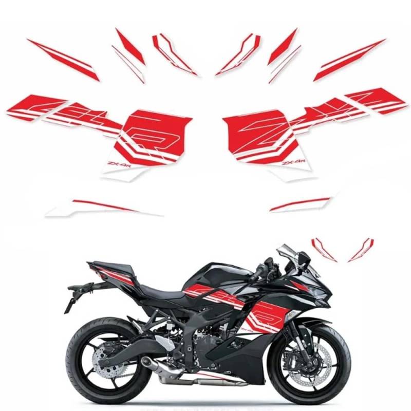 Zubehör Motorradaufkleber Für Ka&wasaki ZX-4R ZX4R ZX-4RR 2022 2023 Motorradzubehör Verkleidungsaufkleber Vollfahrzeugaufkleber Reflektierendes Kit von DPOGHYE